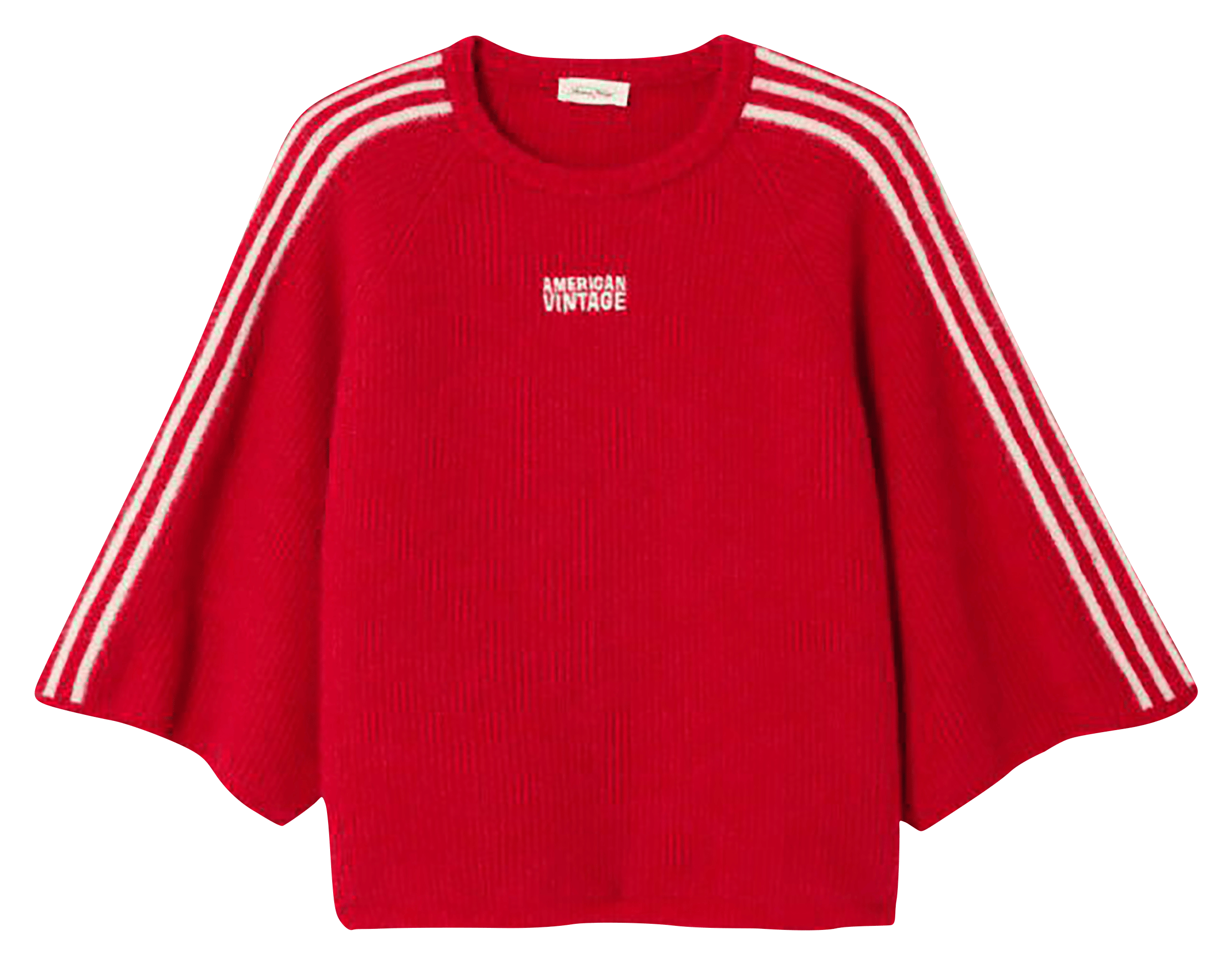 Pull ample col rond brodé en alpaga mélangé vitow AMERICAN VINTAGE Rouge