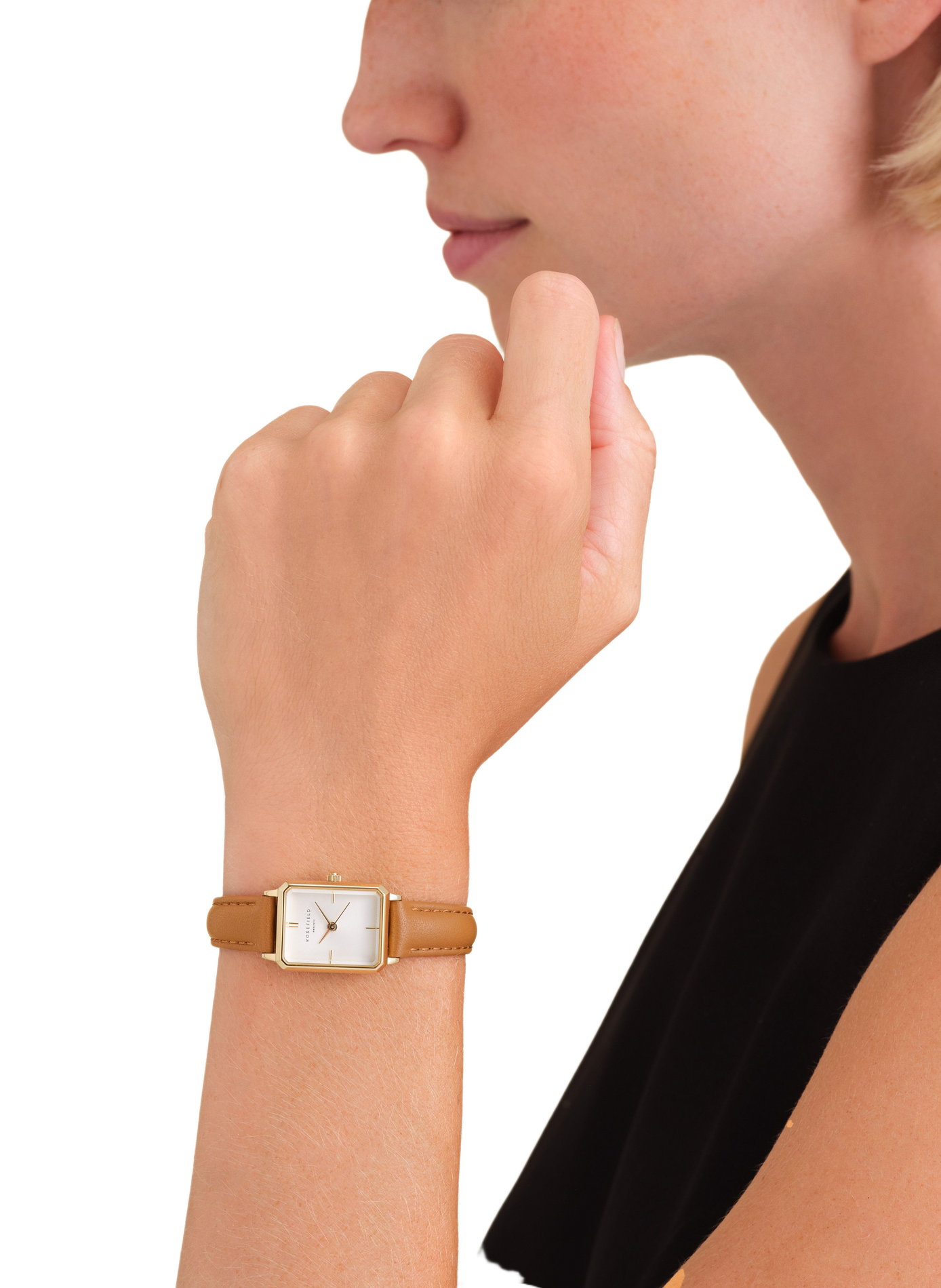 Montre analogique Octagon Xs en cuir ROSEFIELD Blanc