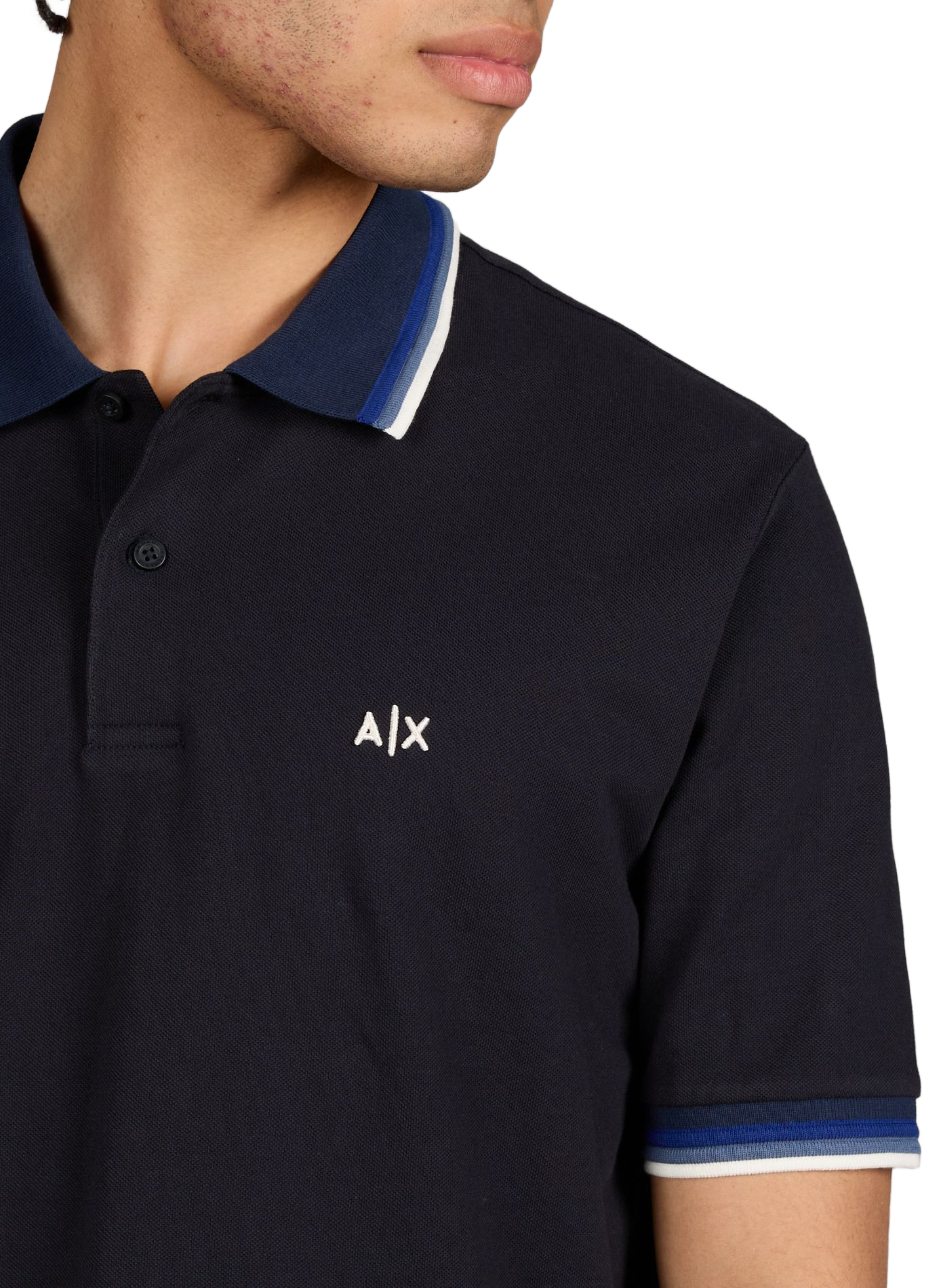 Polo manches courtes en coton ARMANI EXCHANGE Bleu