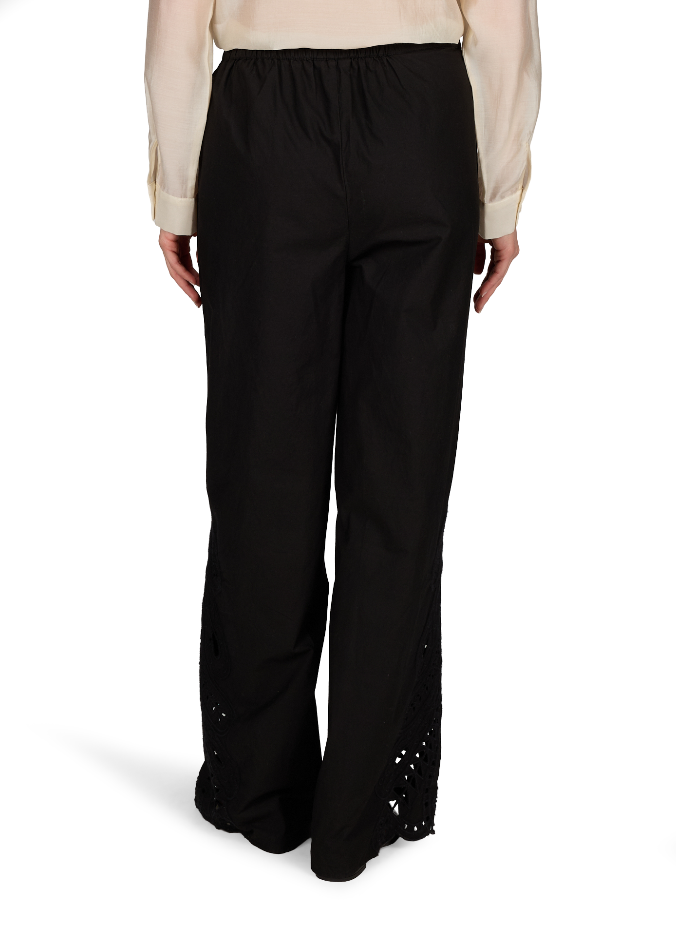 Madia cotton pants with English embroidery OBJECT Black