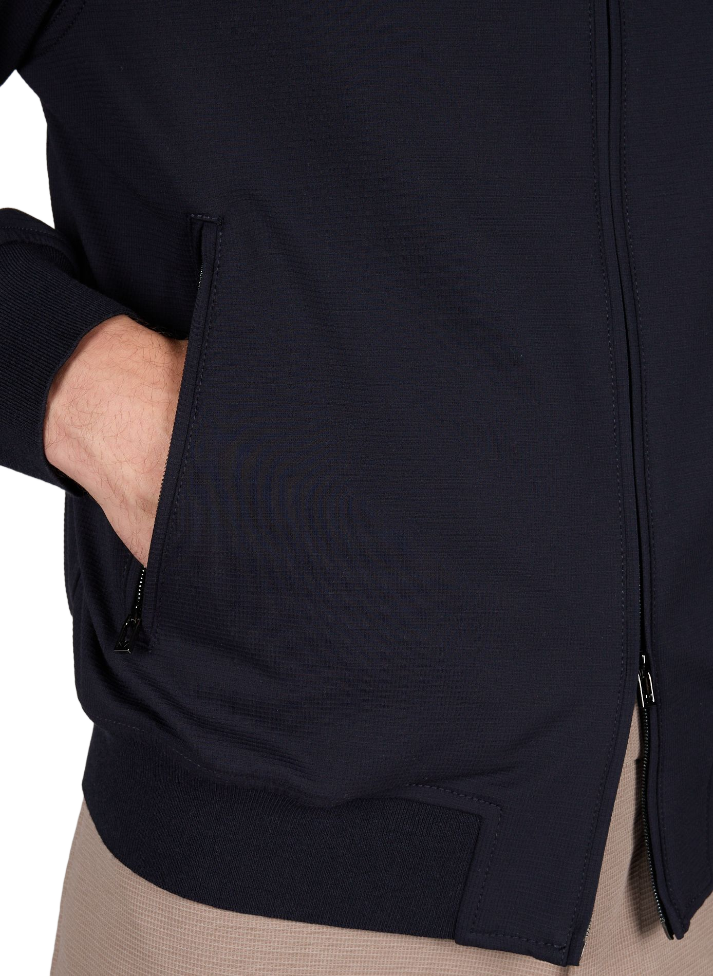 Gestreifter Reißverschlussblouson aus strukturiertem Stoff EMPORIO ARMANI Blau