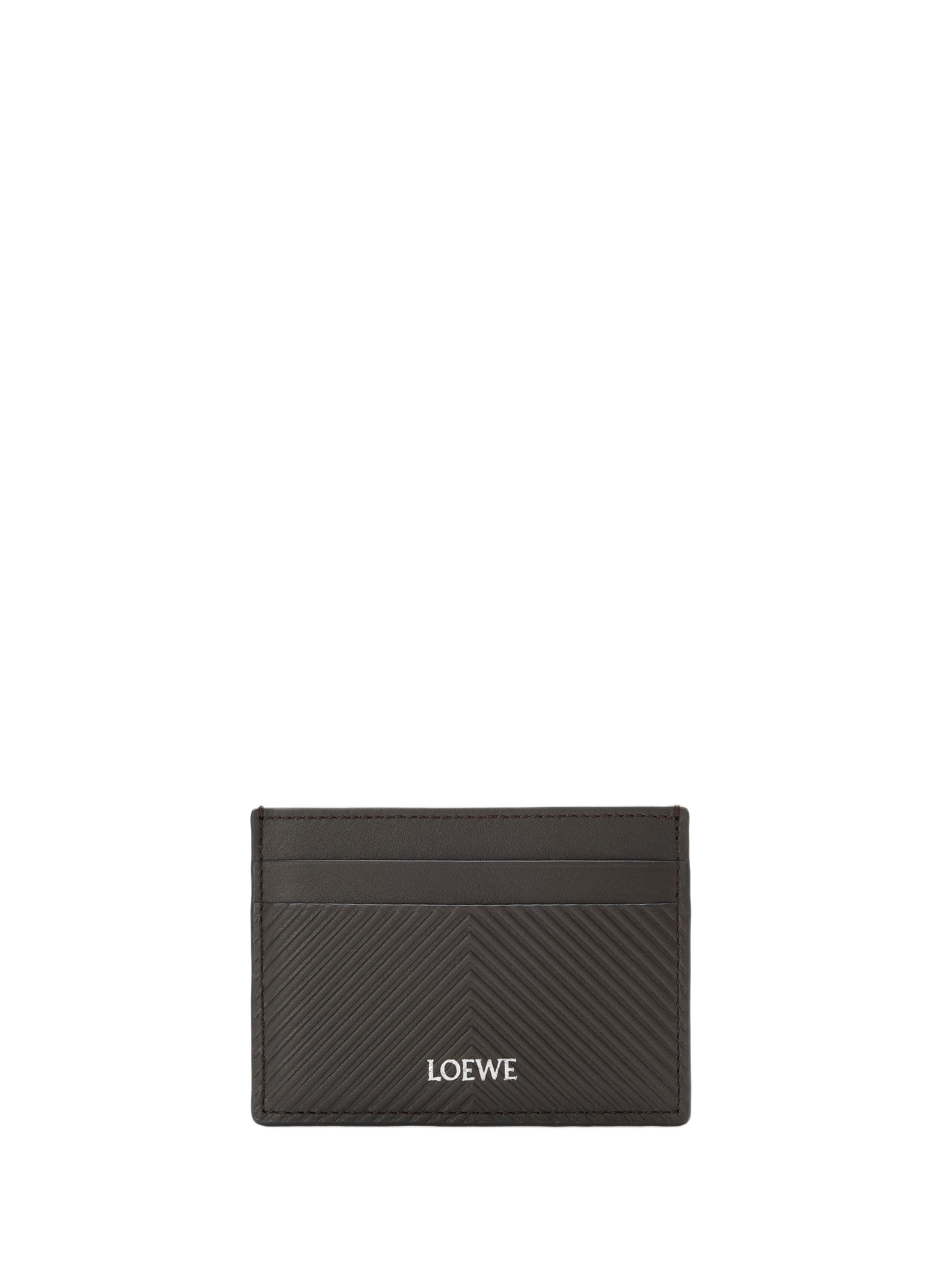 Porte-cartes simple en cuir de veau classique texturé LOEWE Gris