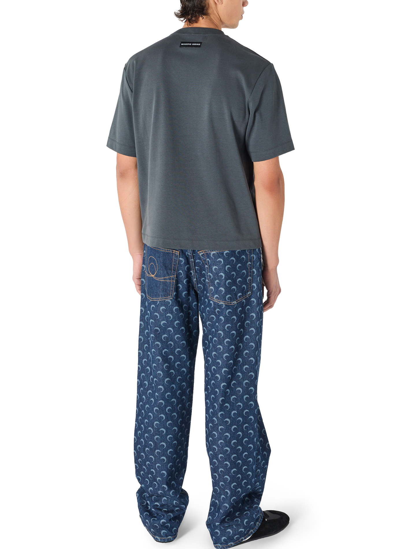 Jean droit en denim bleu nuit MARINE SERRE Bleu