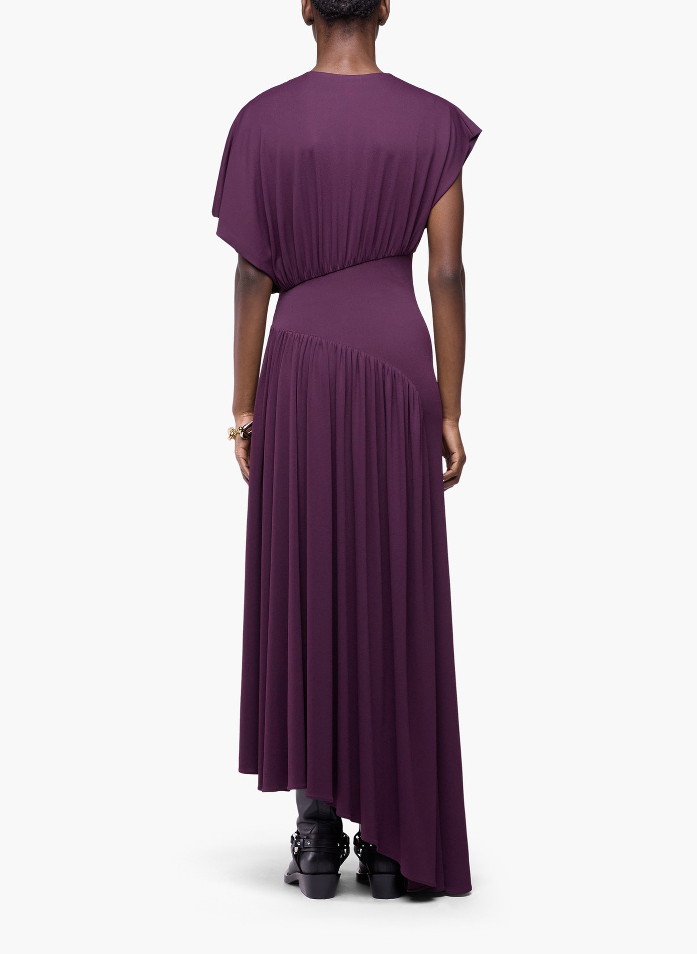 Longue robe asymétrique avec détails froncés RABANNE Violet