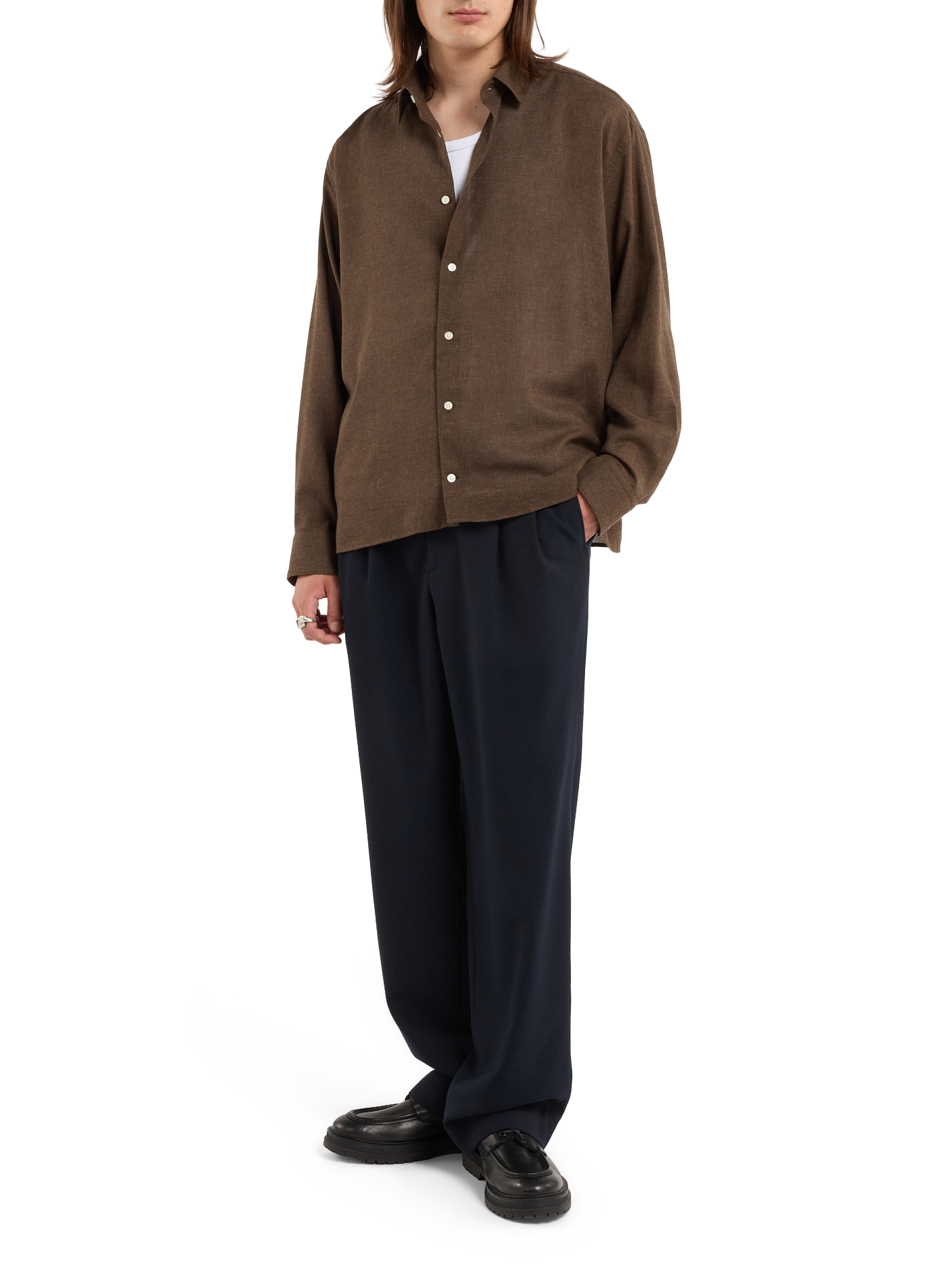 Solid button-down shirt SAISON 1865 Khaki