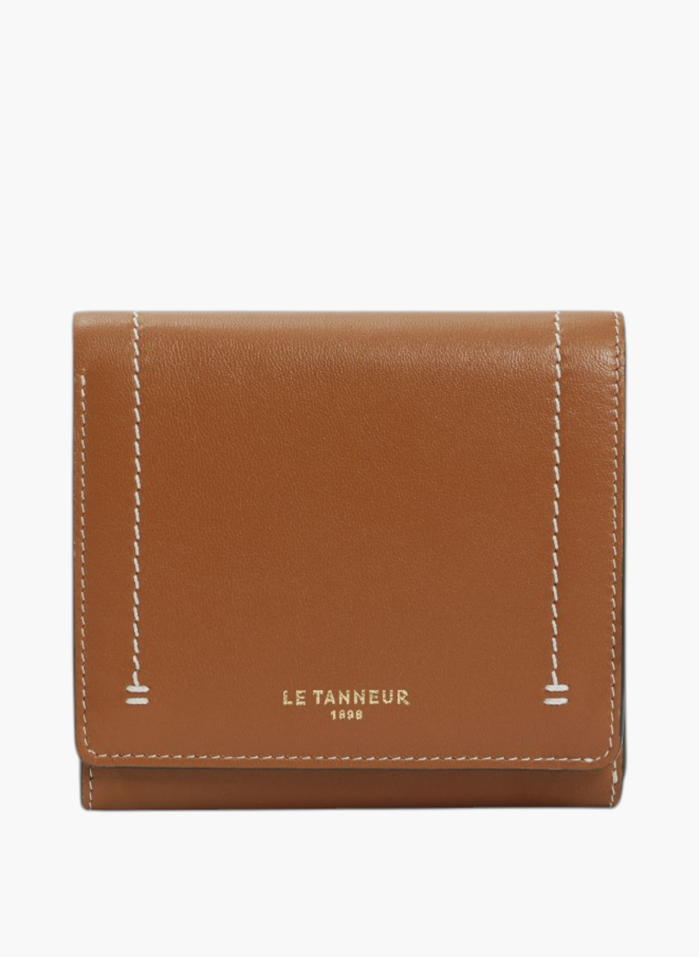 Petit portefeuille à rabat louison en cuir lisse LE TANNEUR Marron