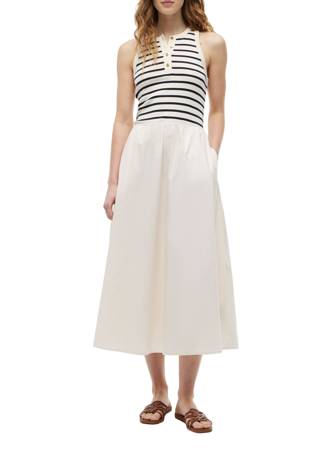 Midi Striped Cotton Blend Dress TOMMY HILFIGER Multicolour