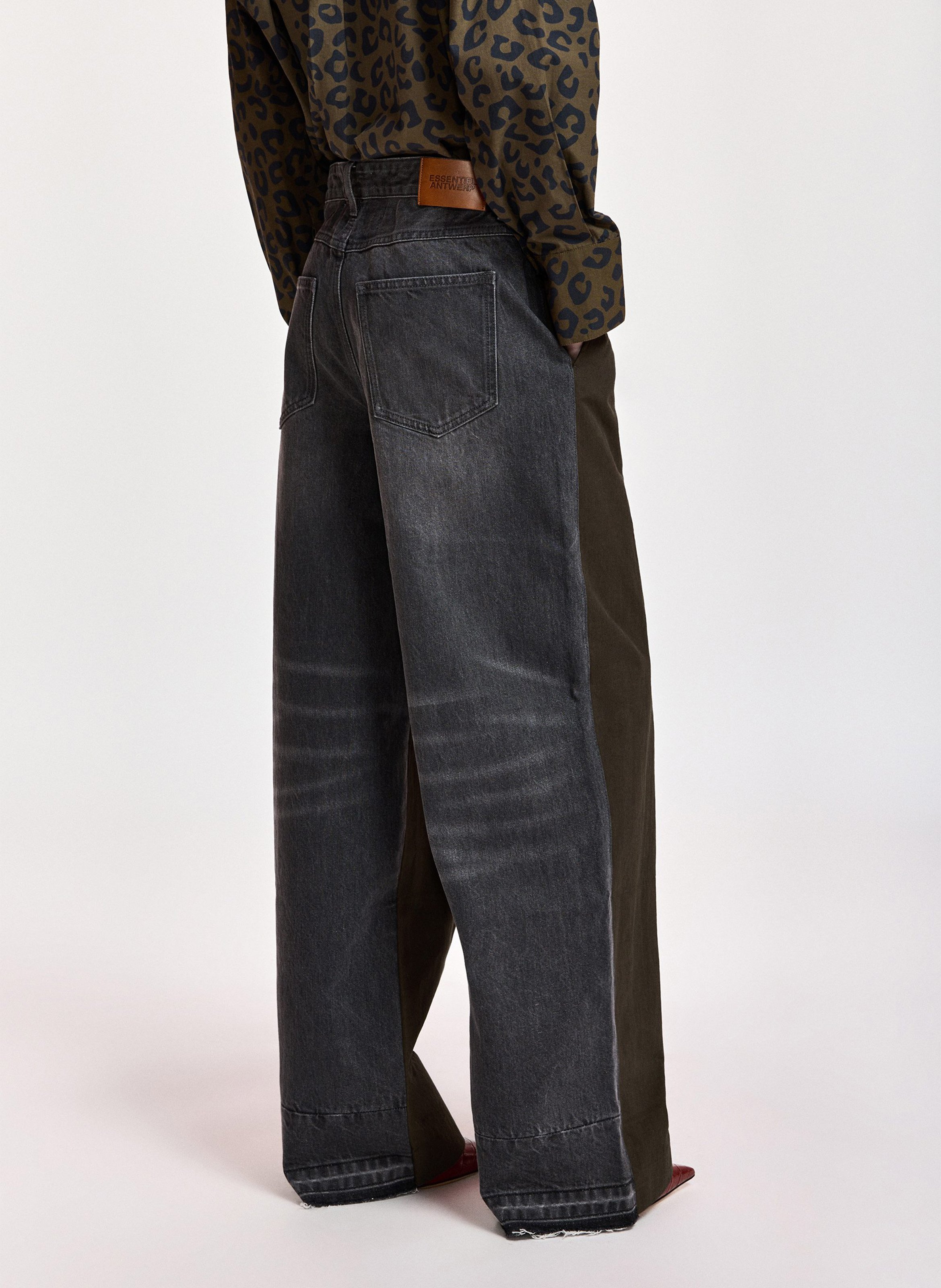 Pantalon large bi-matière en coton mélangé krisp ESSENTIEL ANTWERP Vert