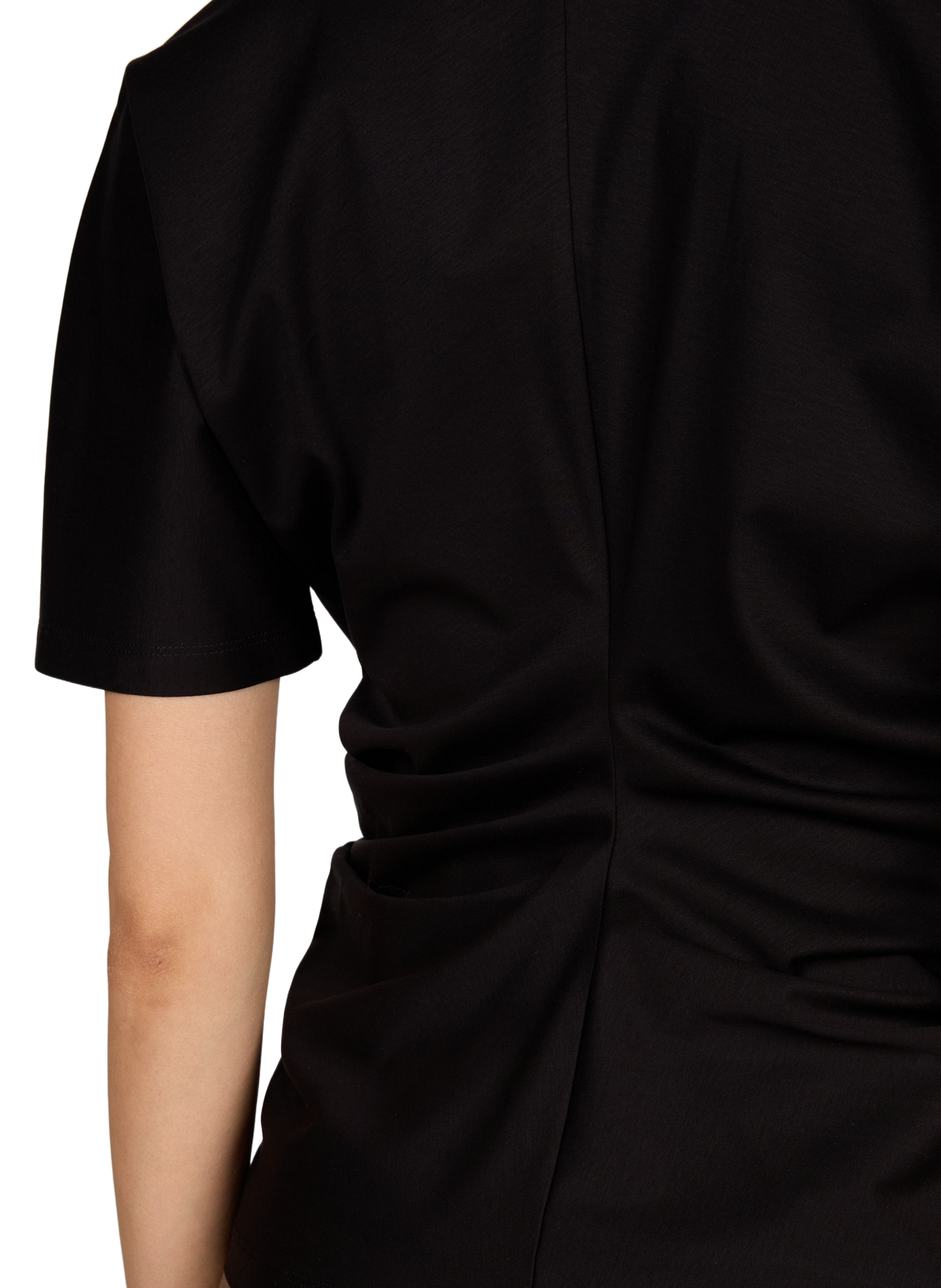 Short-sleeved gathered t-shirt in blended cotton ROHE FRAMES Black