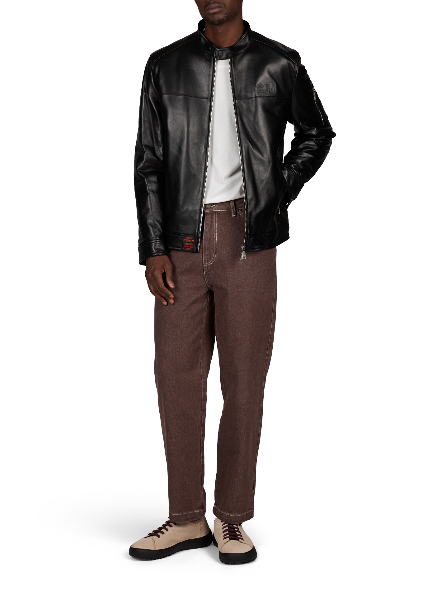 Blouson droit Blaketon en cuir  BOMBERS ORIGINAL Noir