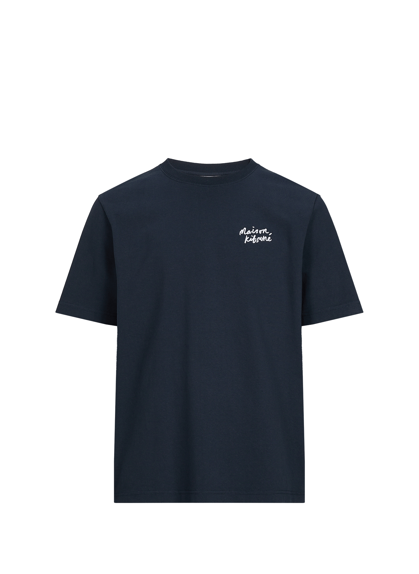 Gerade geschnittenes T-Shirt mit Rundhalsausschnitt und Stickerei MAISON KITSUNÉ Blau