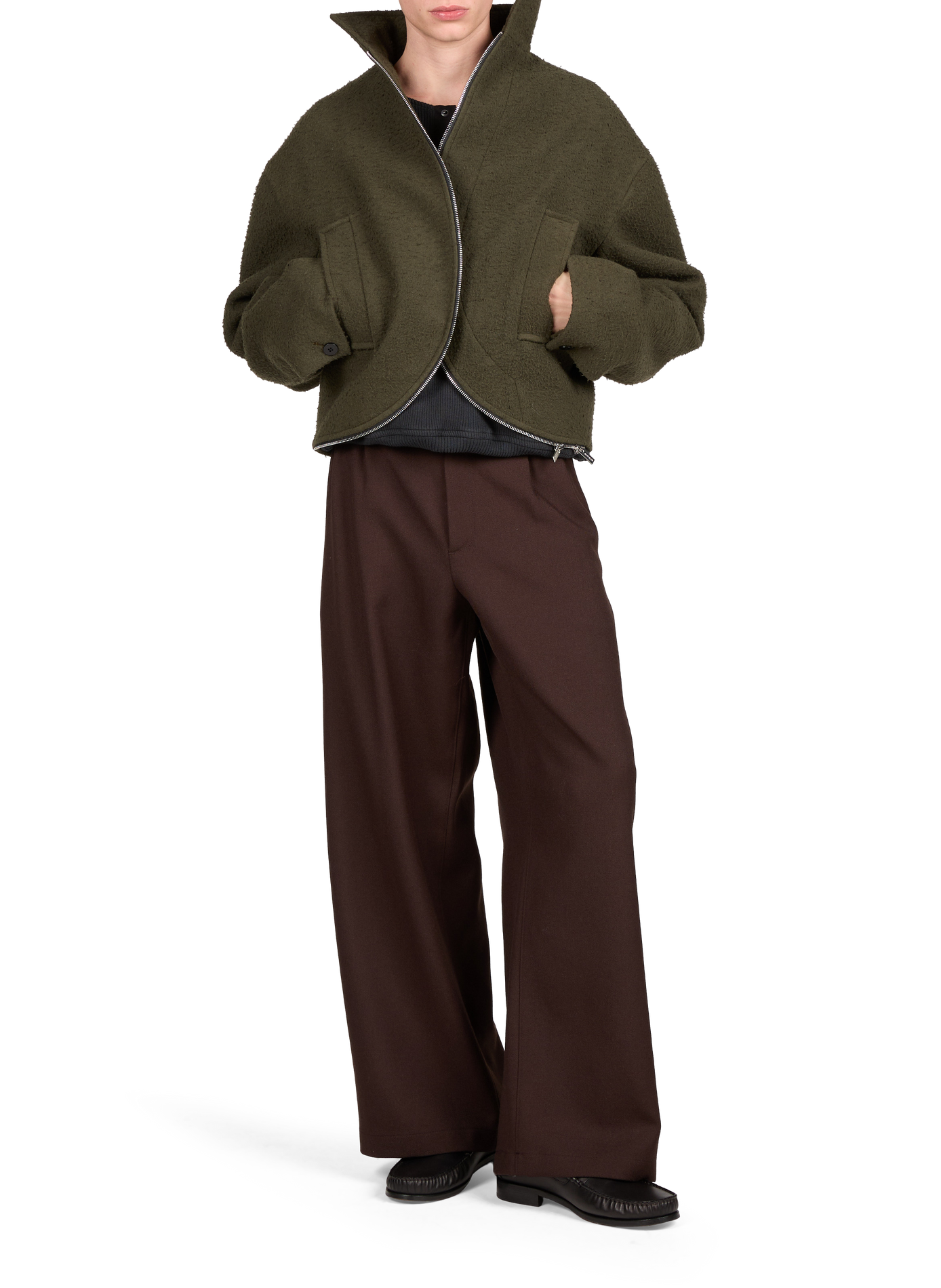 Oversized wool-blend jacket SEAN SUEN Green