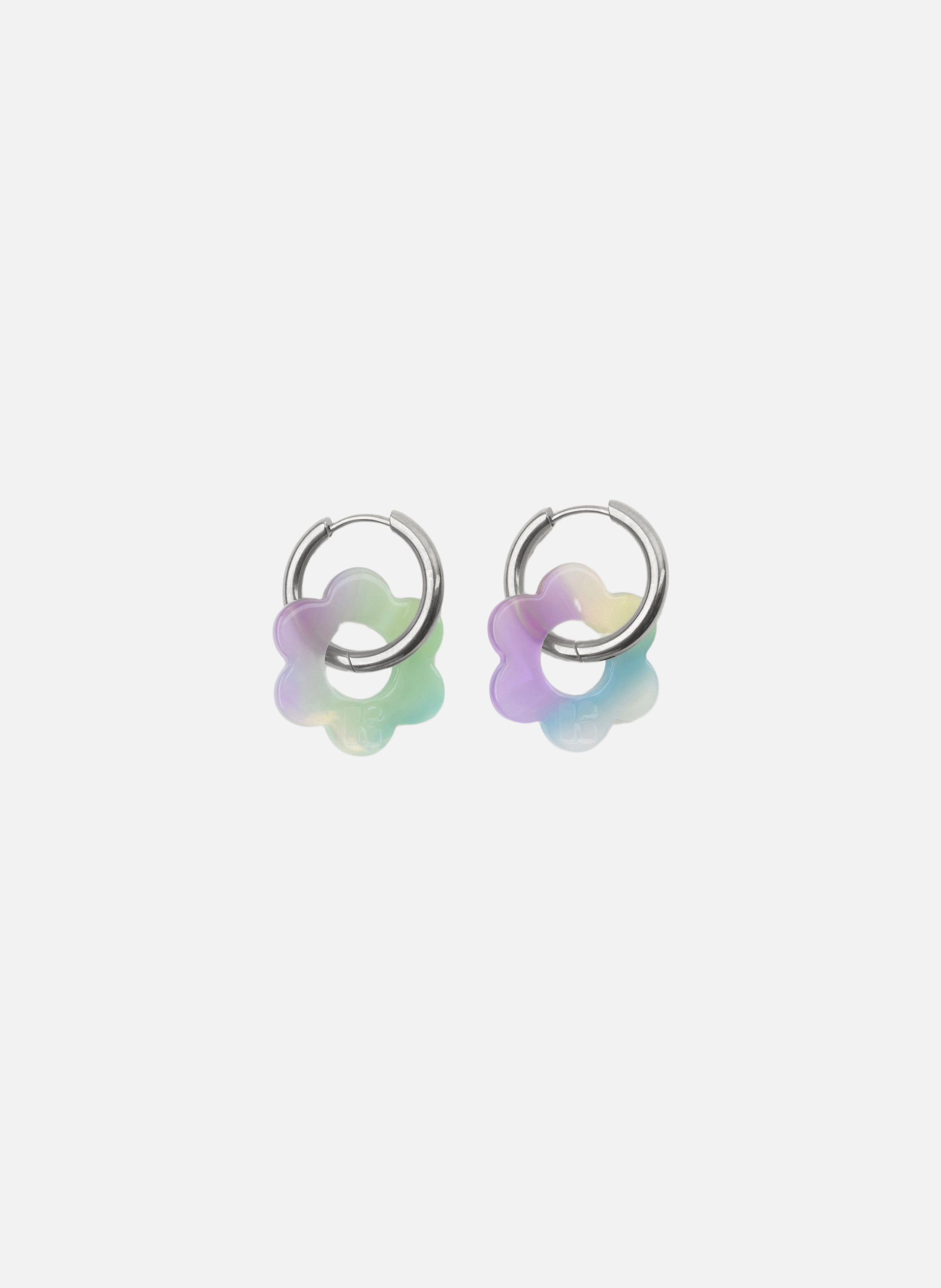 Boucles d'oreilles Baby Fleurette avec anneaux en acier inoxydable argenté  Sirène