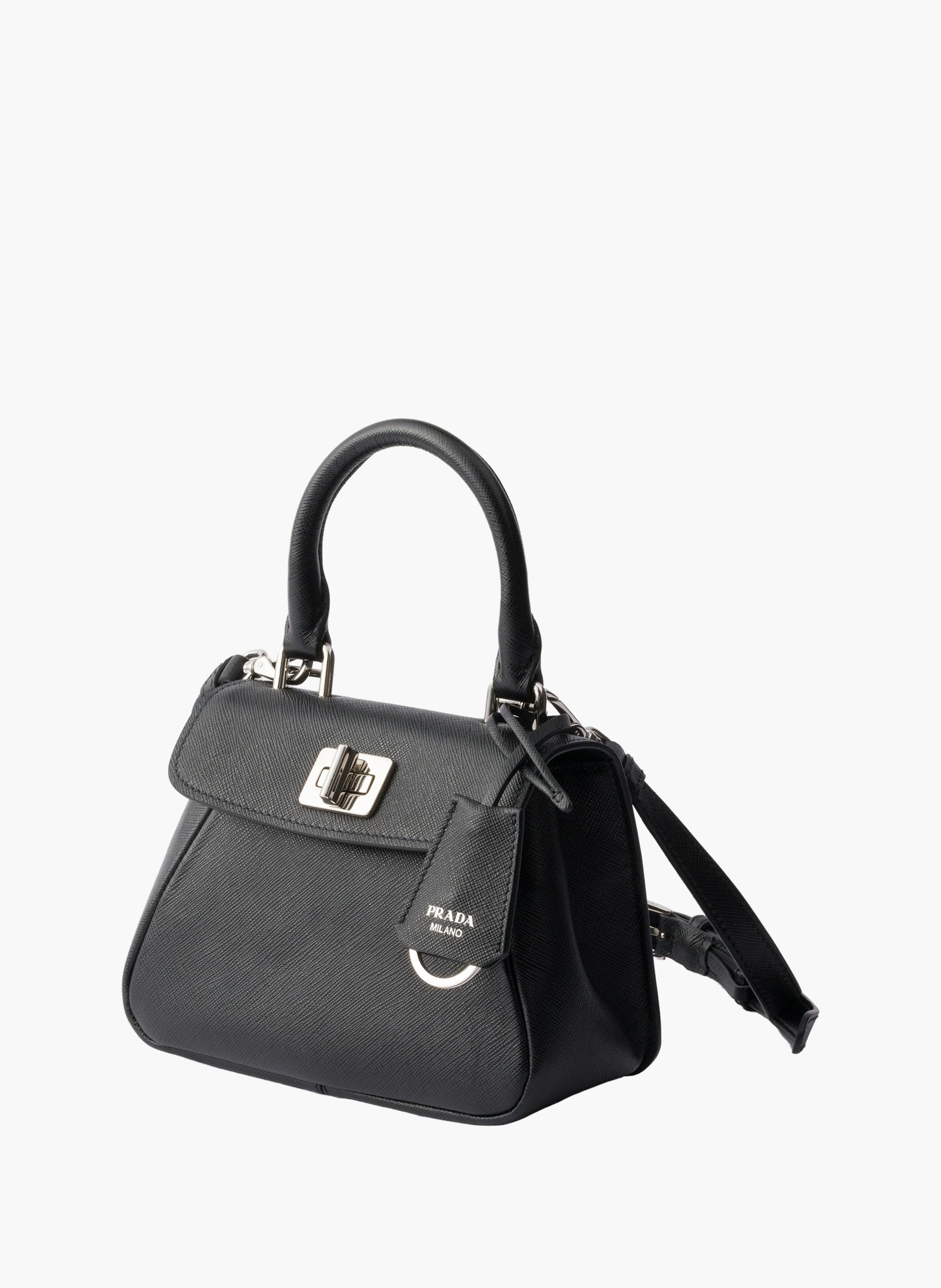 Mini sac prada avoir en cuir saffiano PRADA Noir