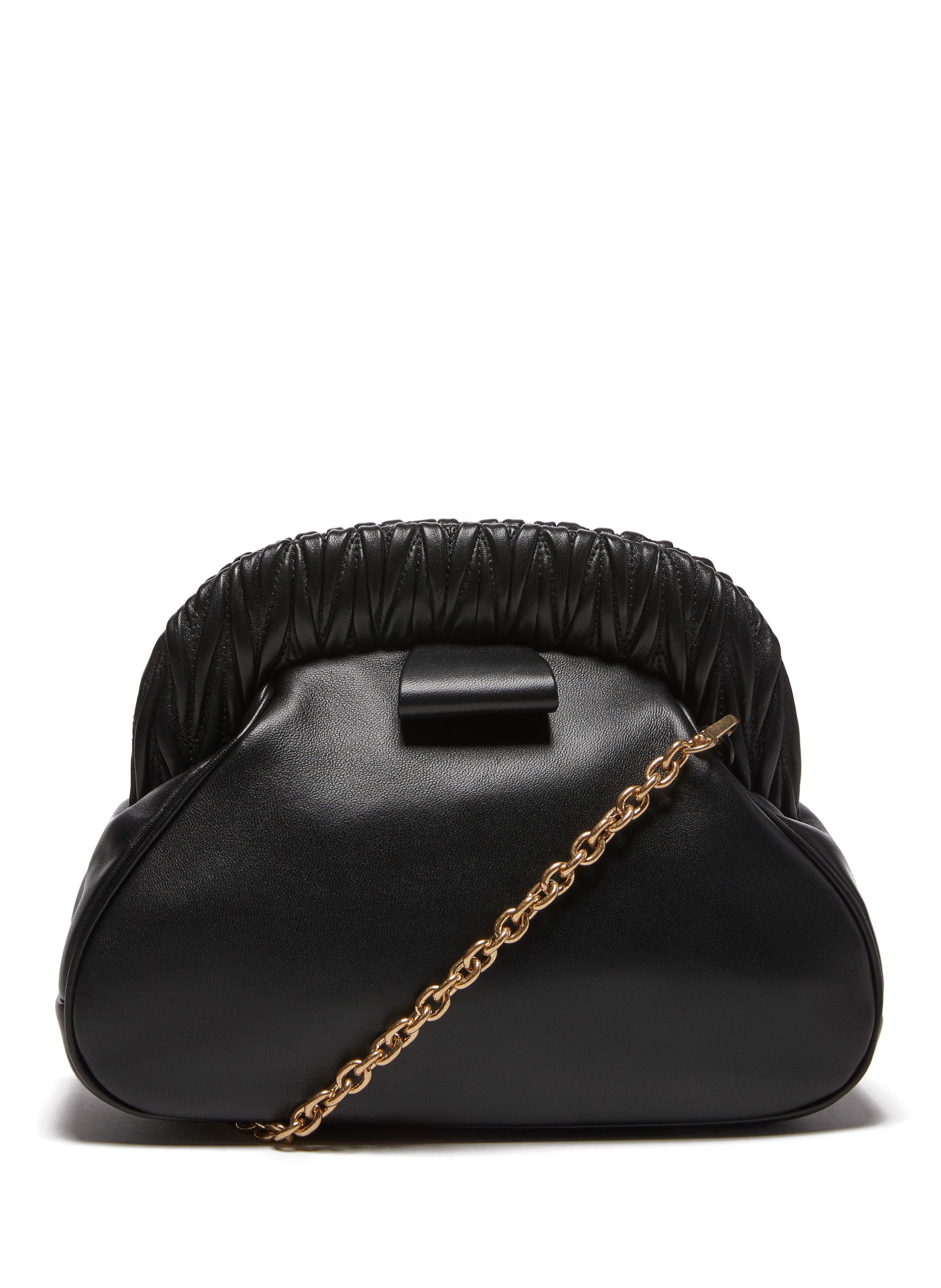 MIU MIU Pochette en cuir nappa matelassé Noir