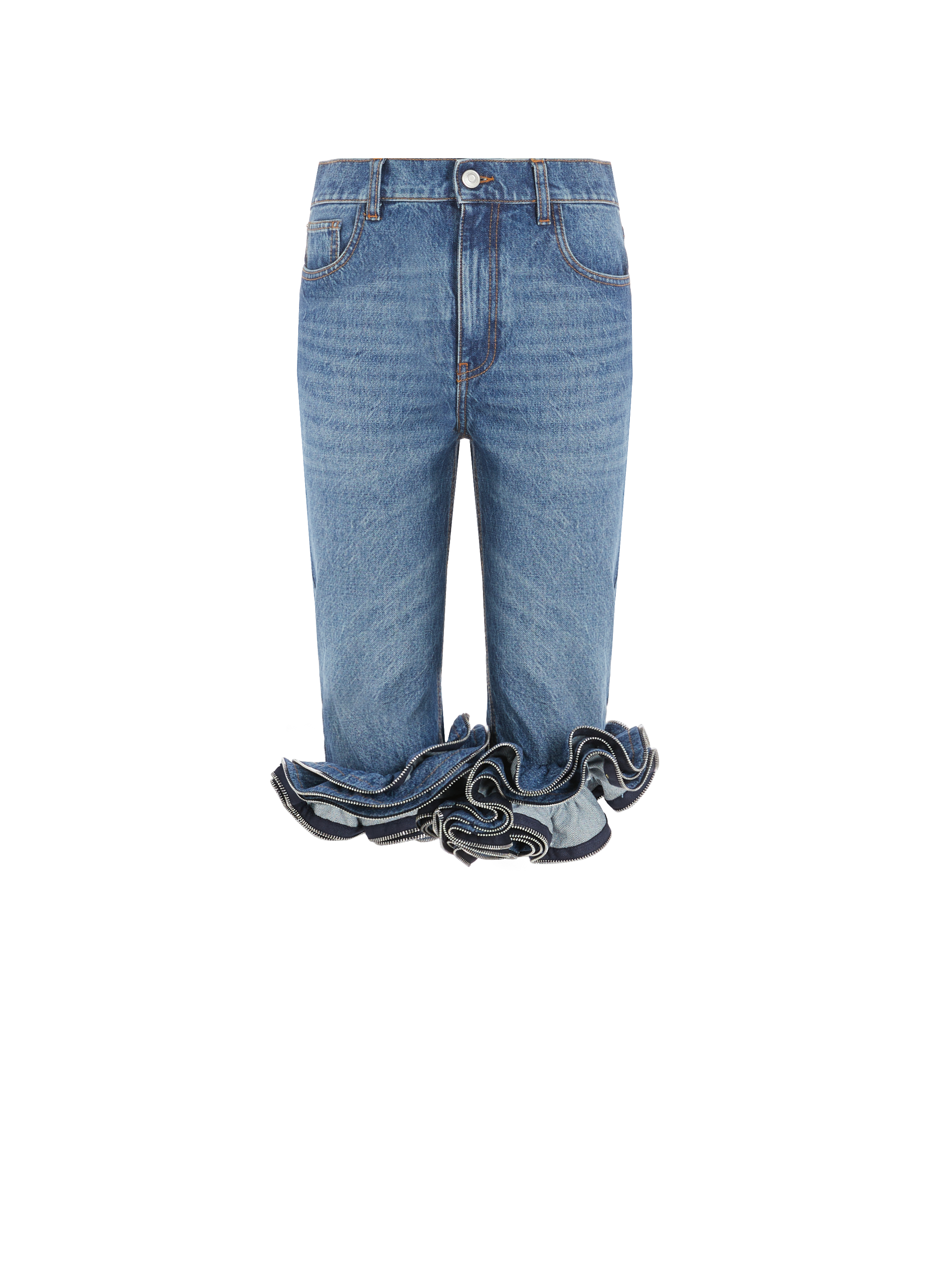 Jean court à volants COPERNI Bleu