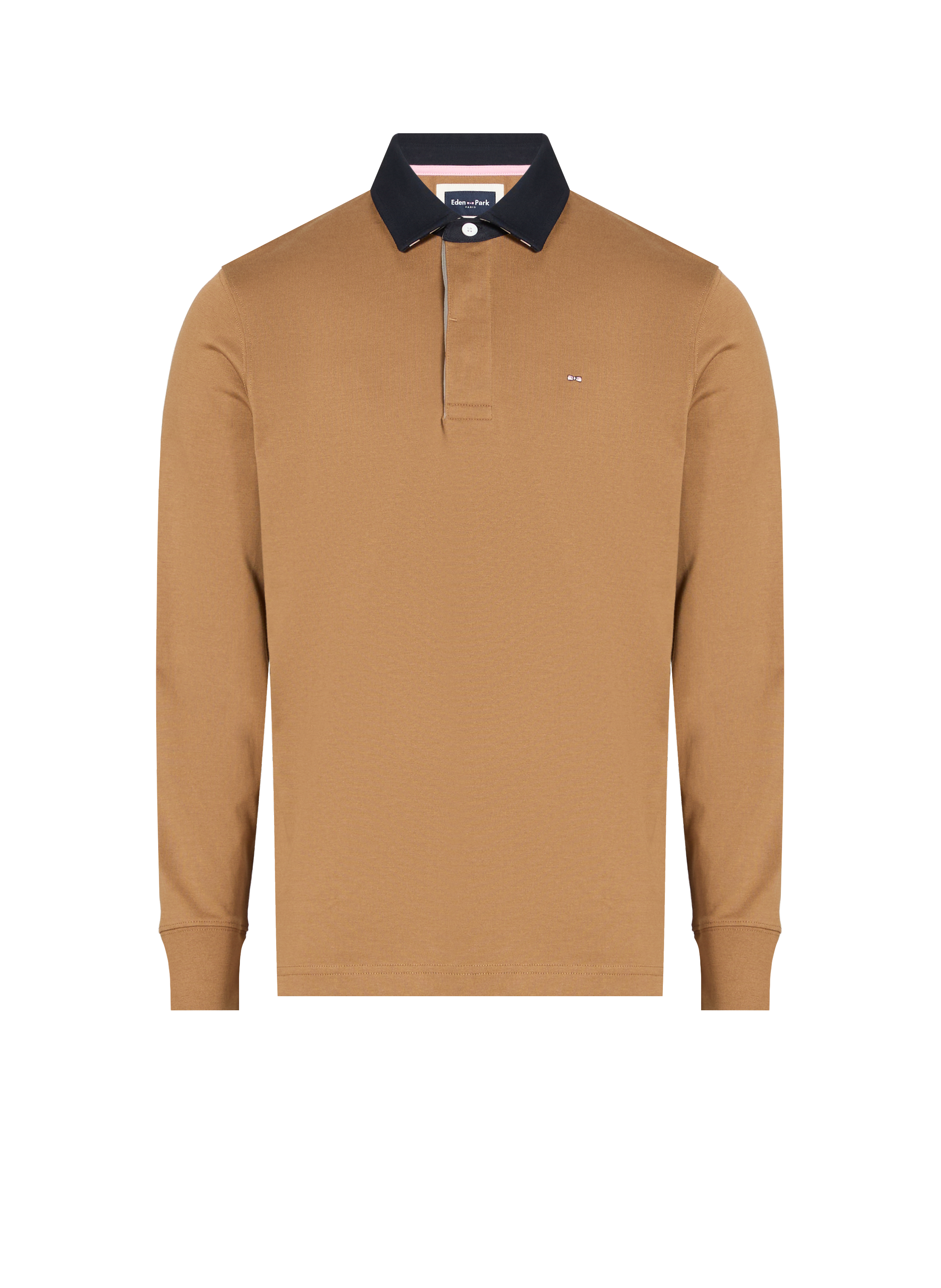 EDEN PARK Long-sleeved cotton polo shirt Brown