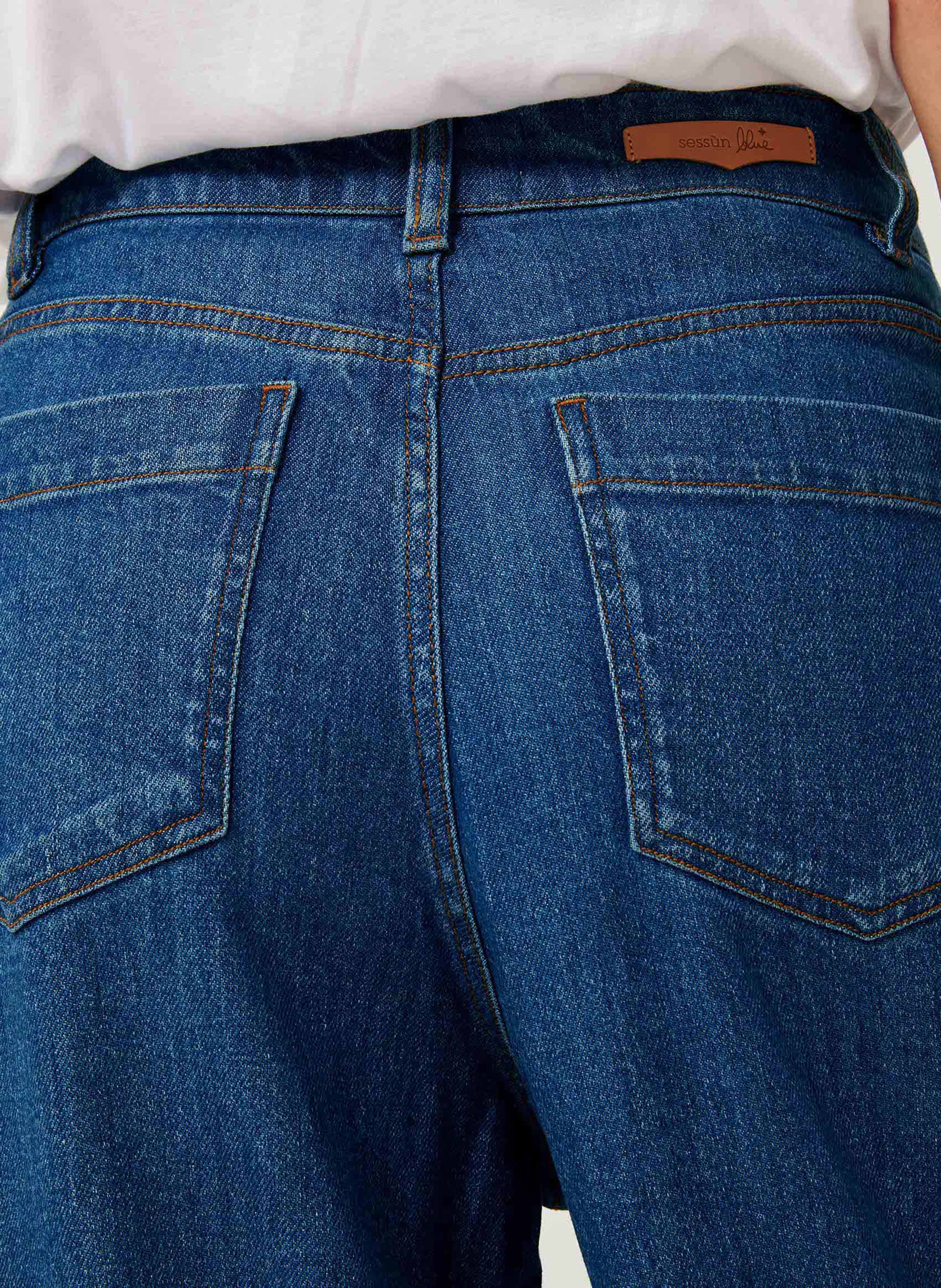 Jean ample taille haute uni dalt SESSUN Bleu