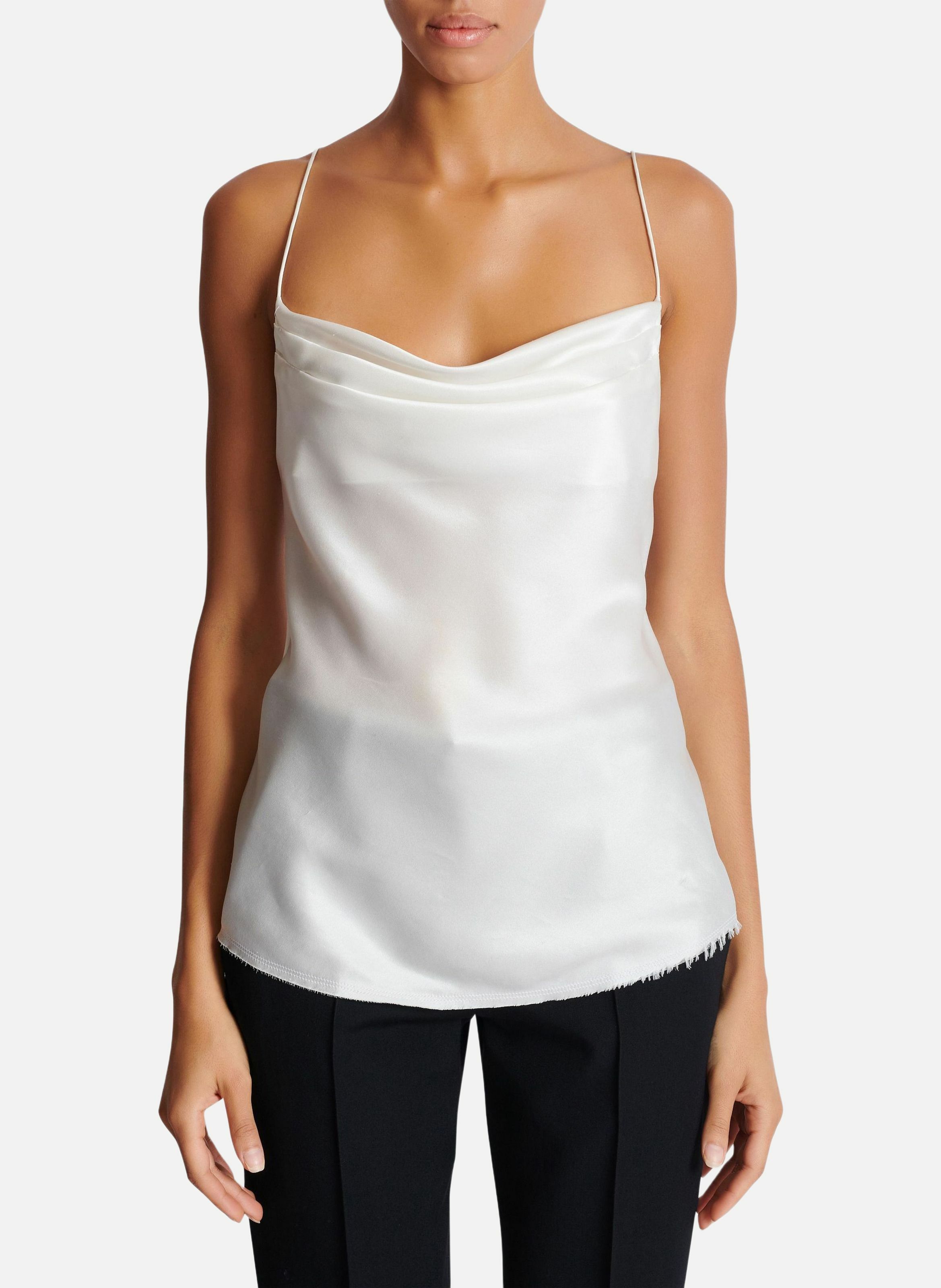 Top en satin drapé BALMAIN Blanc