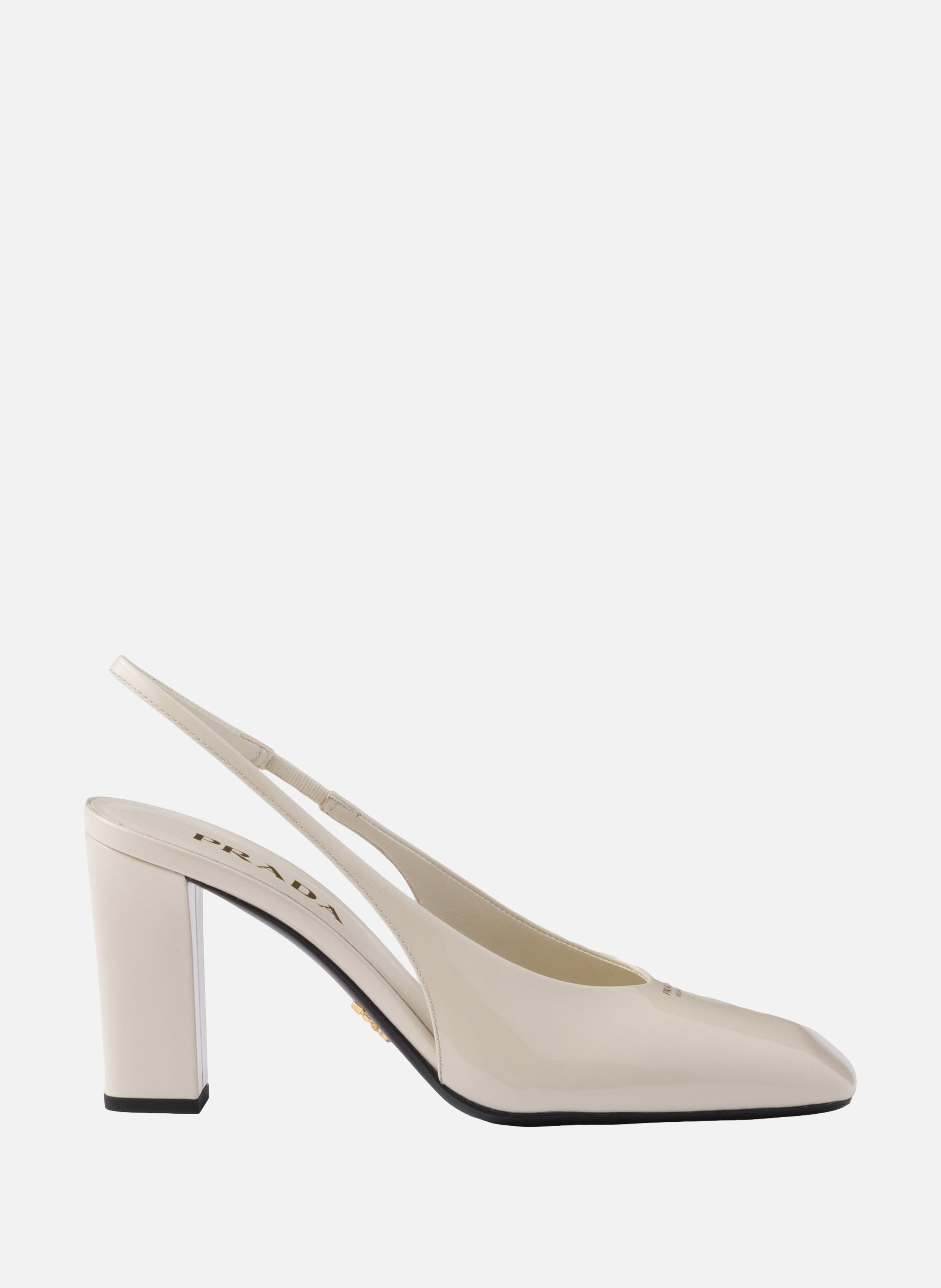 Escarpins à bride arrière en cuir verni PRADA Beige