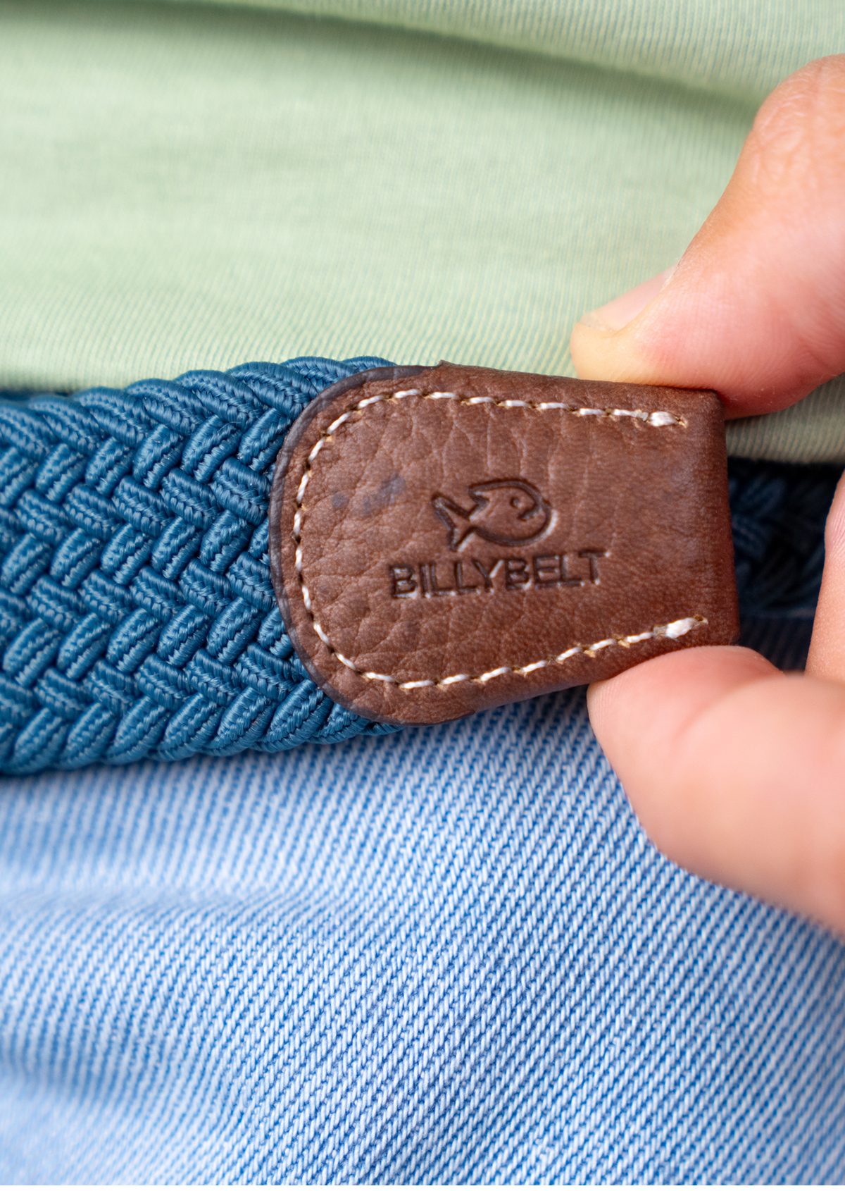 Ceinture tressée élastique unie BILLYBELT Bleu