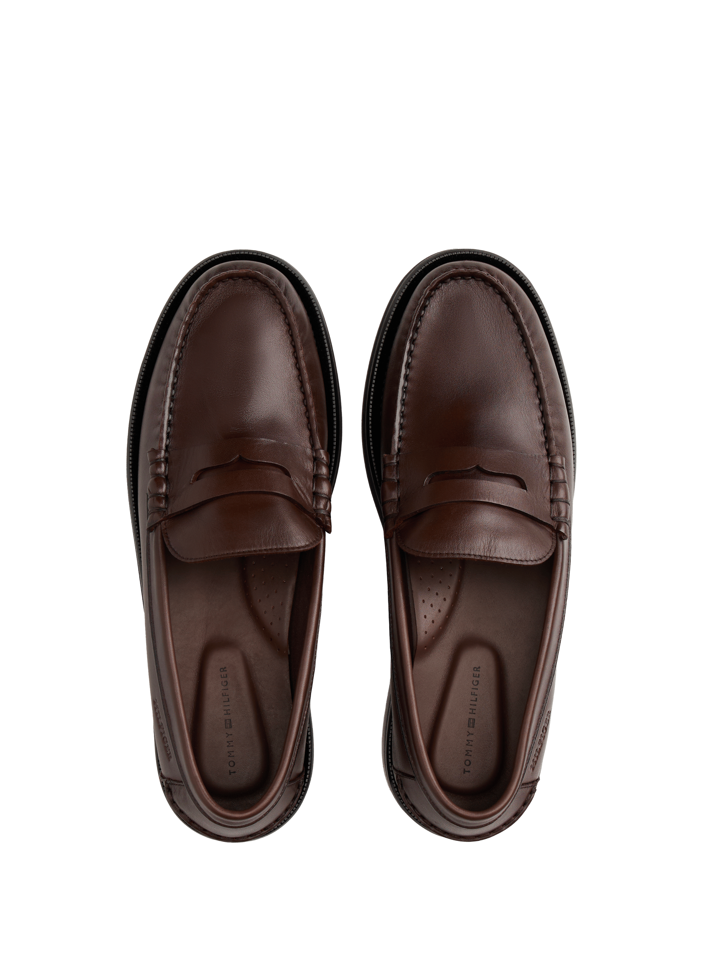 Round-toe leather loafers TOMMY HILFIGER Brown