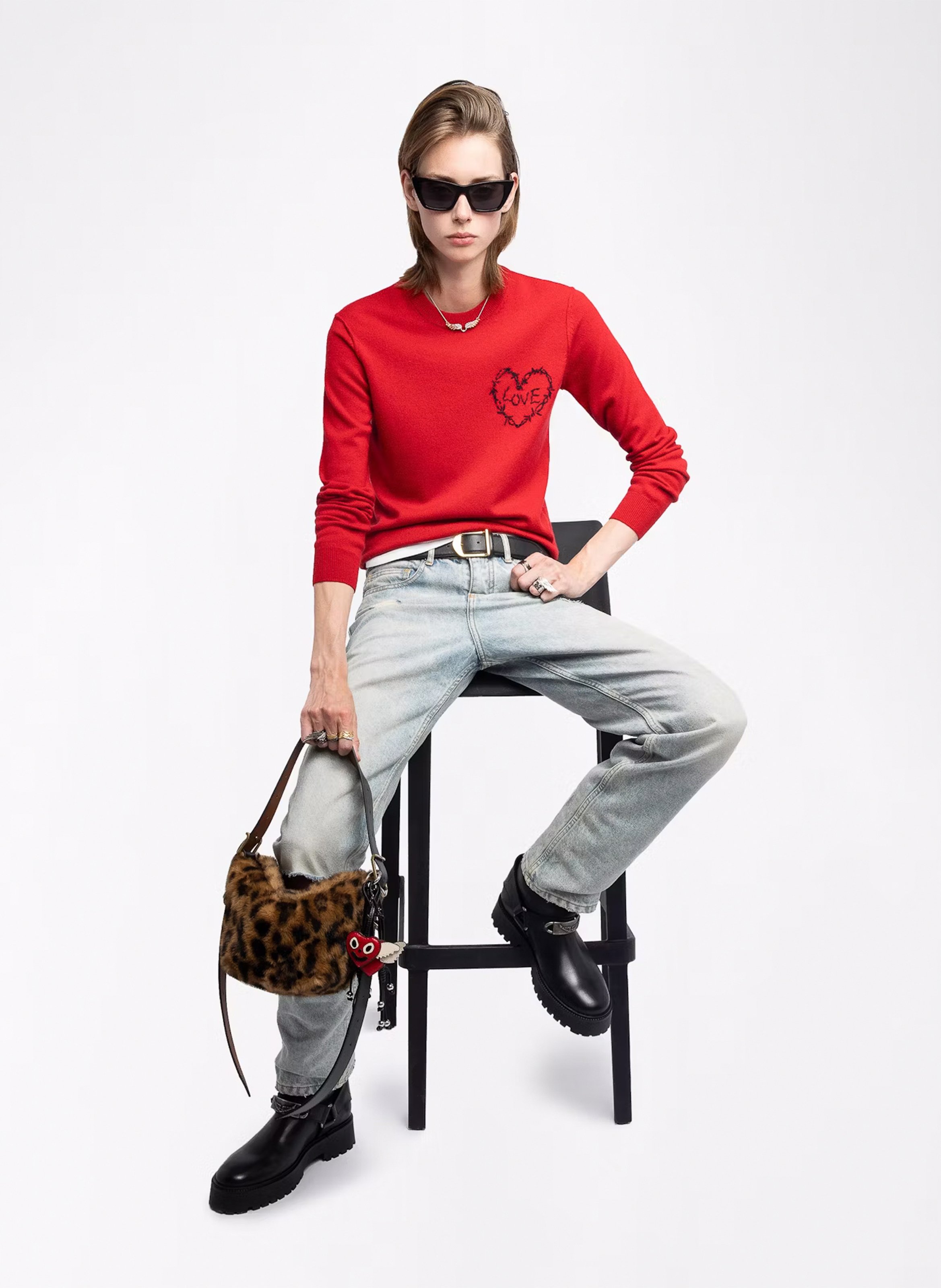 Sac bandoulière en fausse fourrure baby jane ZADIG&VOLTAIRE Marron