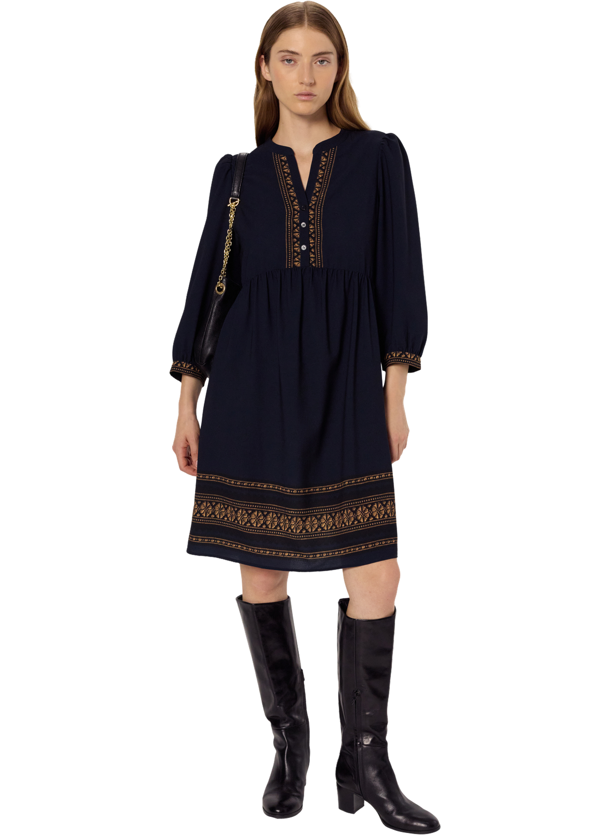 Robe droite aux motifs placés - louisa GERARD DAREL Bleu