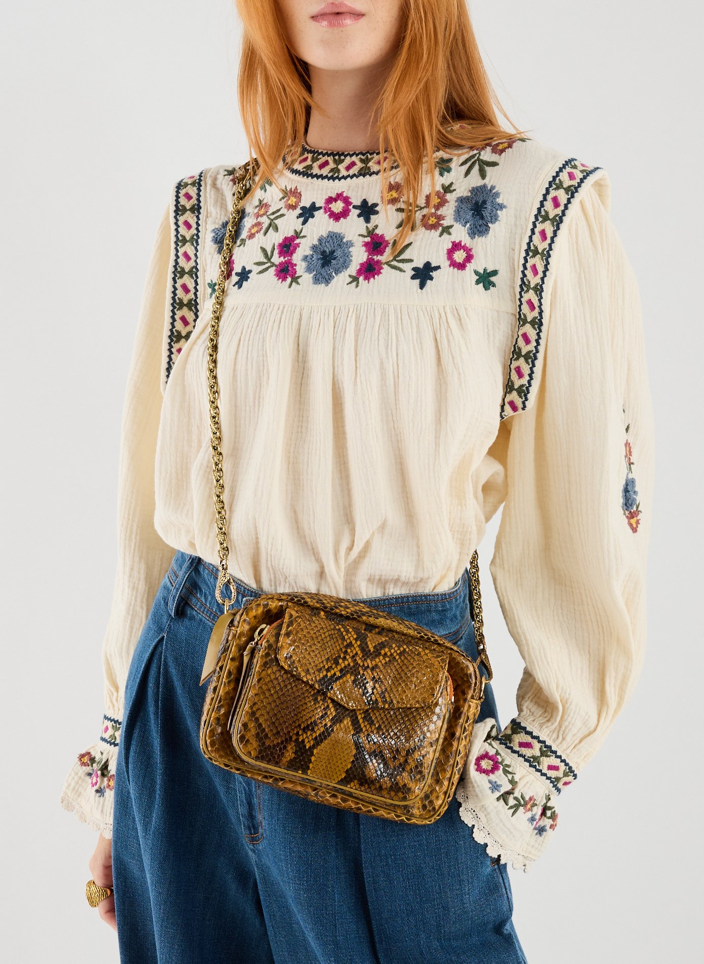 Sac à bandoulière Charly en cuir CLARIS VIROT Jaune