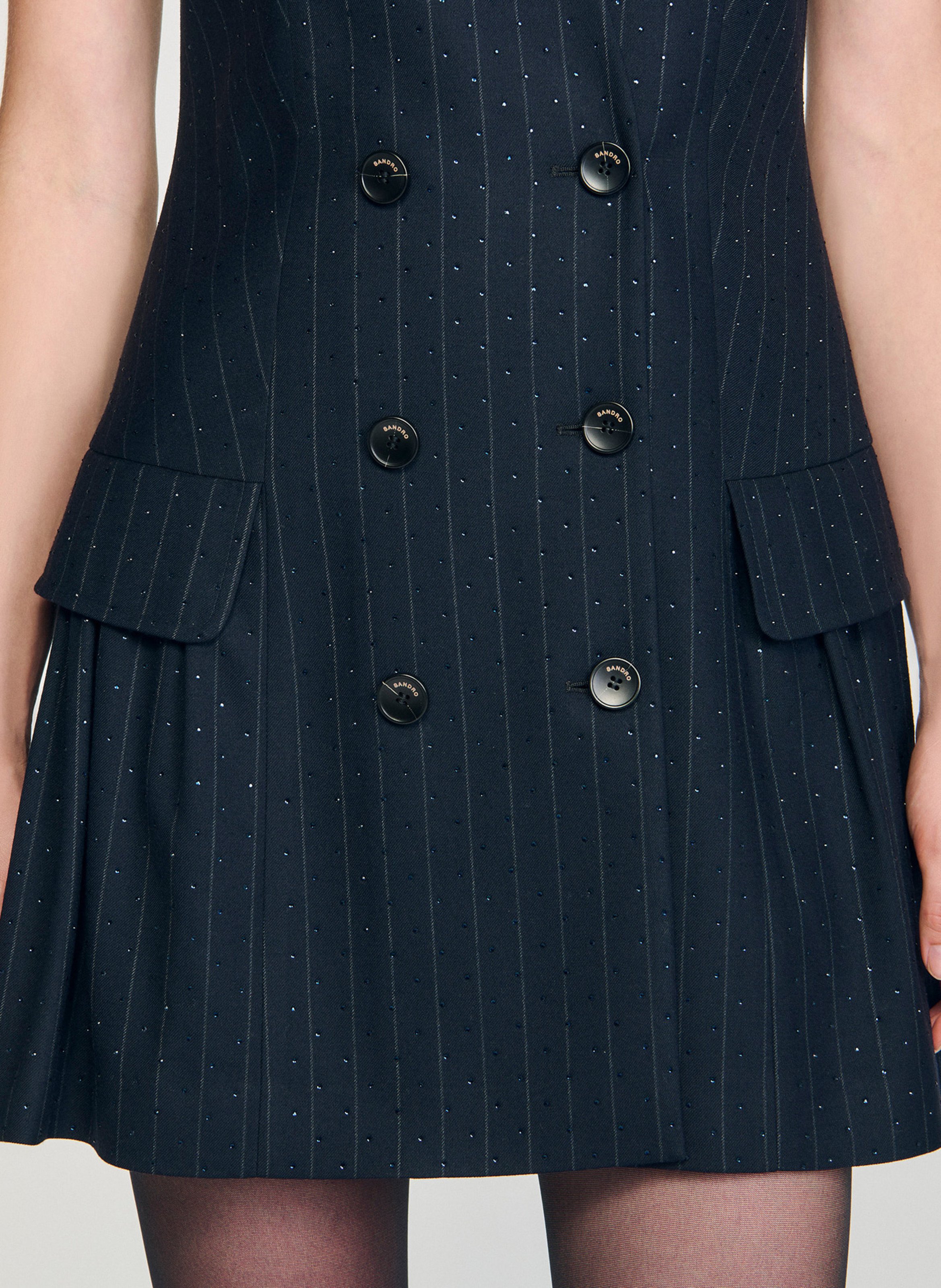 Robe col v en laine mélangée SANDRO Bleu