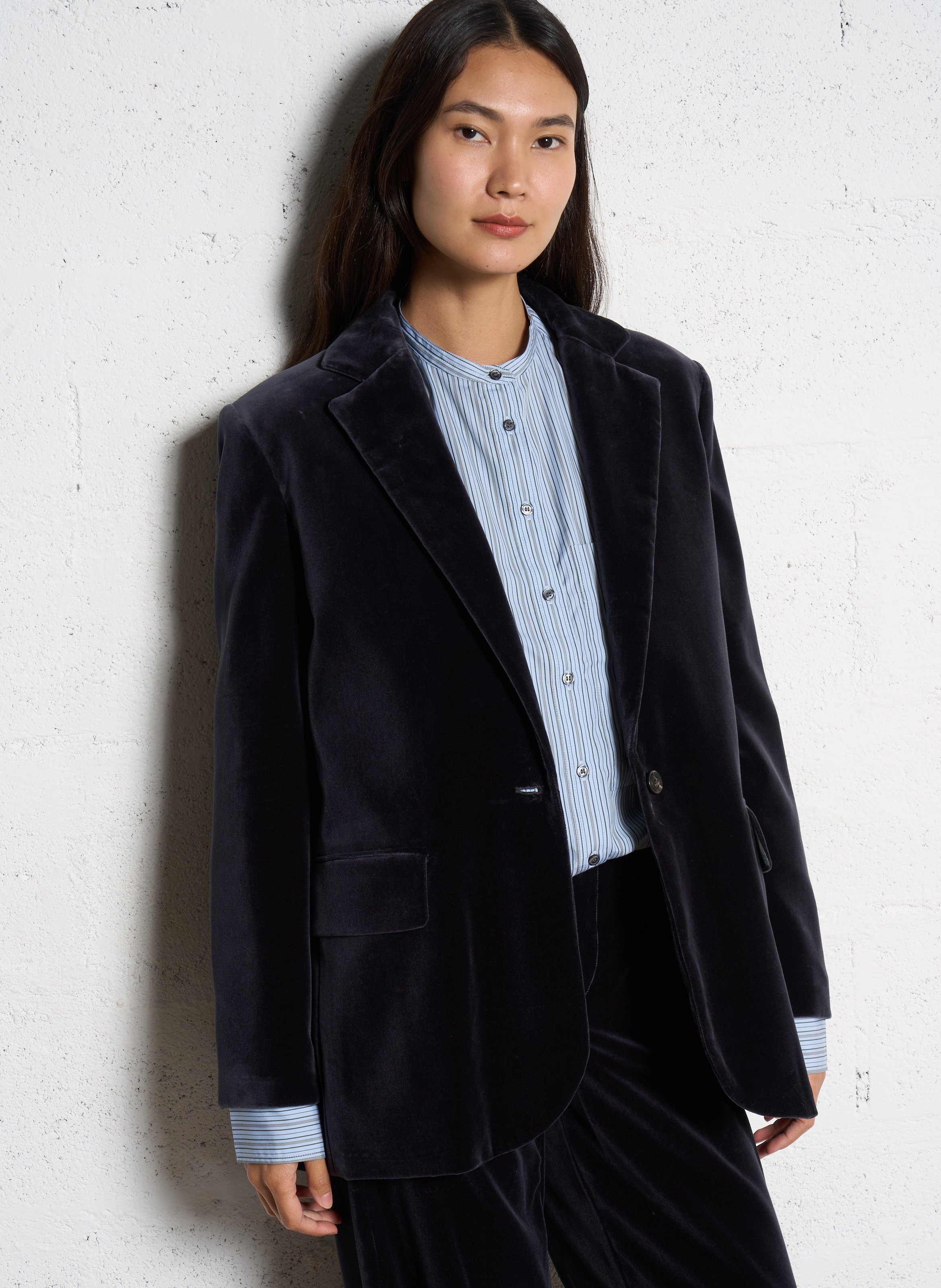 SOEUR Veste de tailleur en velours sevres Gris