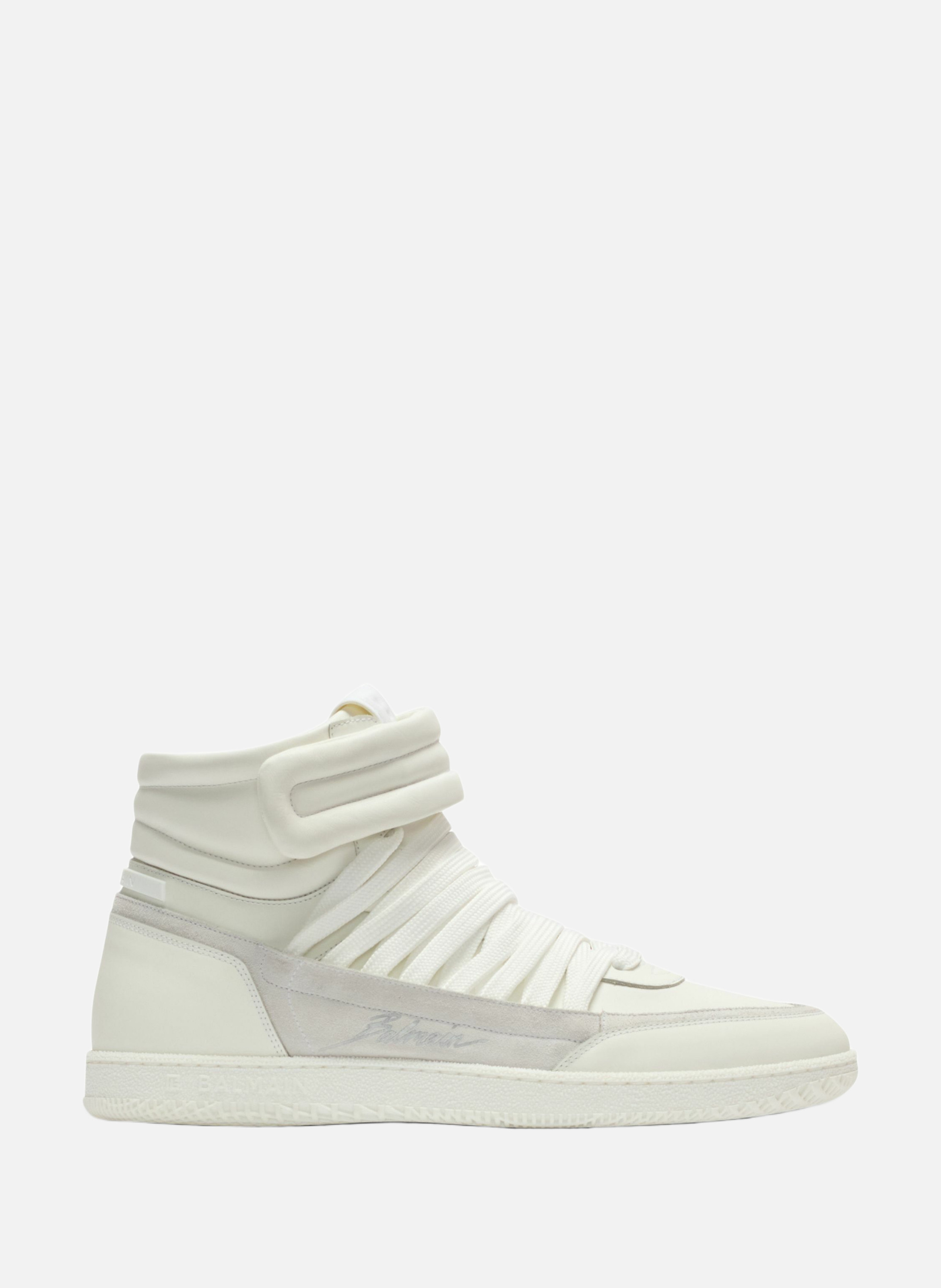 Baskets balmain swan mid-top lacées en cuir BALMAIN Blanc