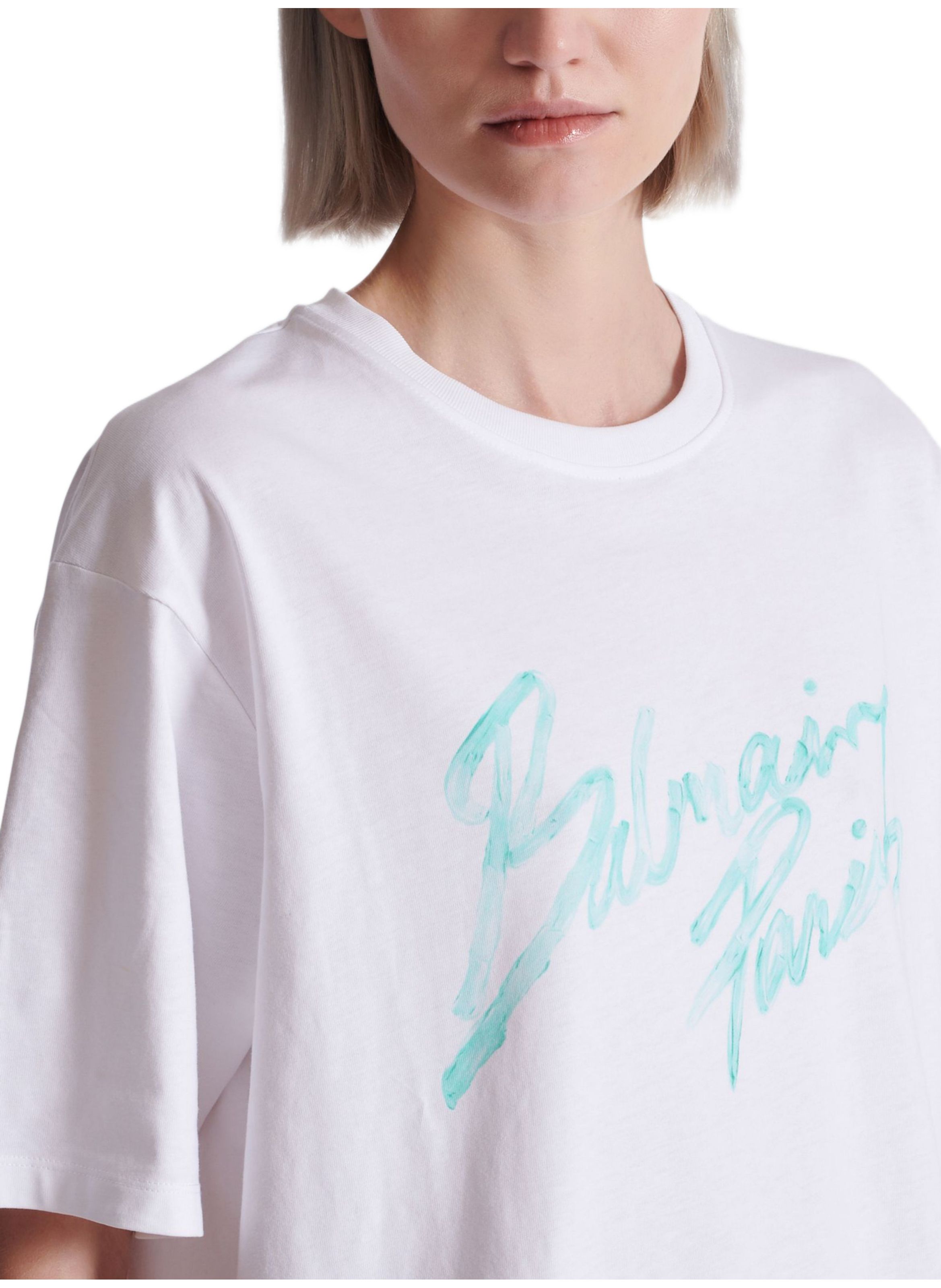 T-shirt décontracté avec imprimé balmain paris brush BALMAIN Blanc