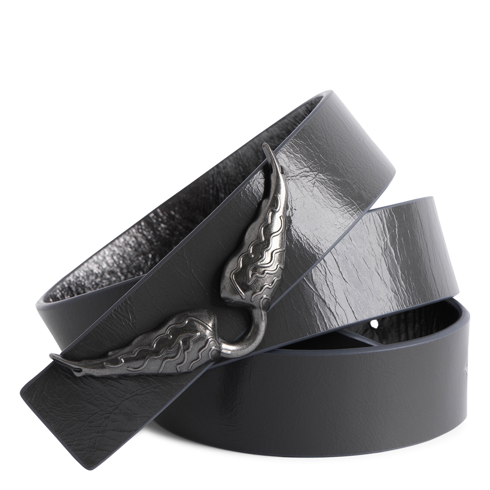 Ceinture réversible en cuir rock ZADIG&VOLTAIRE Gris