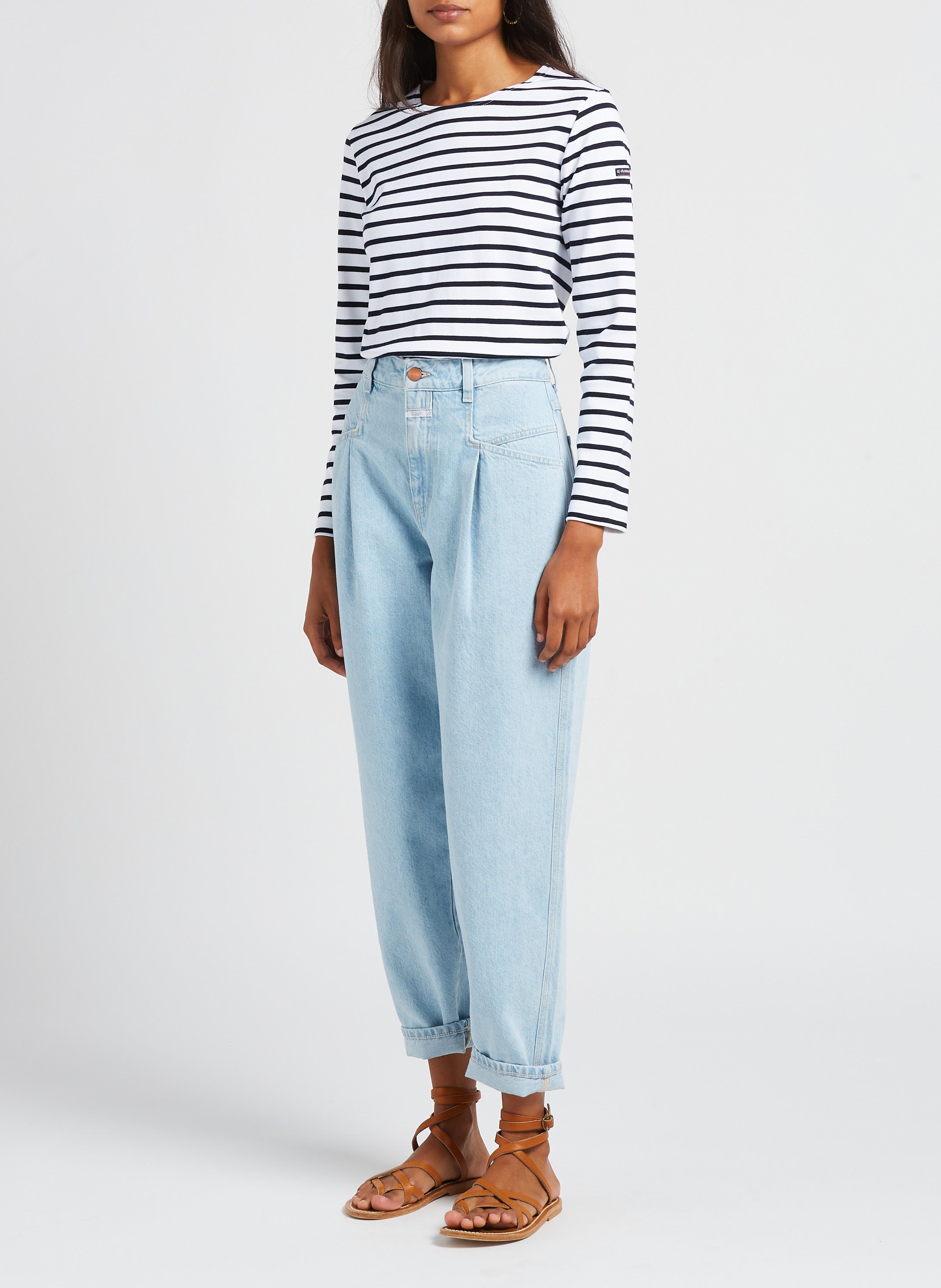 Marinière col rond en coton ARMOR-LUX Blanc