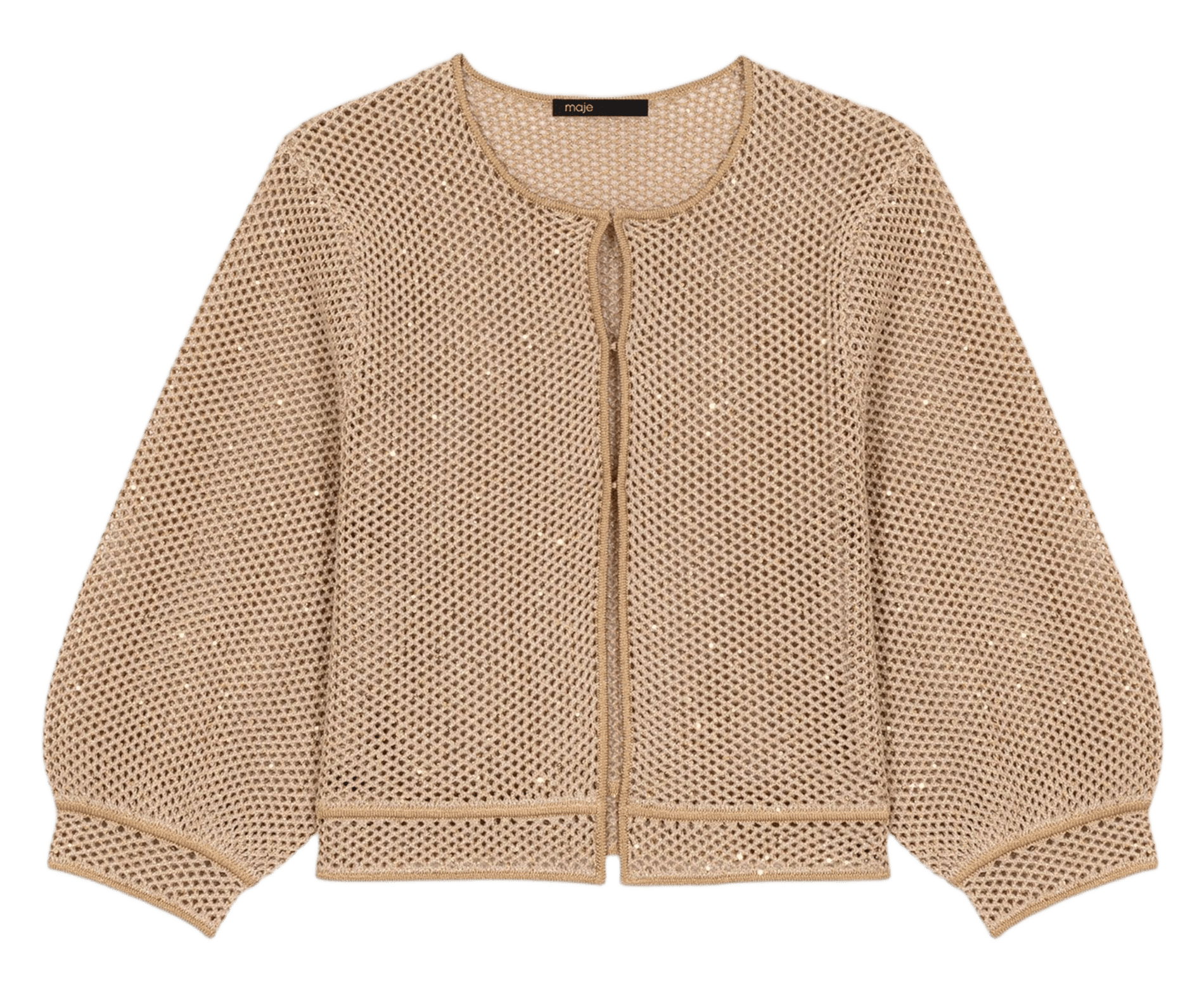 Gilet droit col rond métallisé MAJE Beige