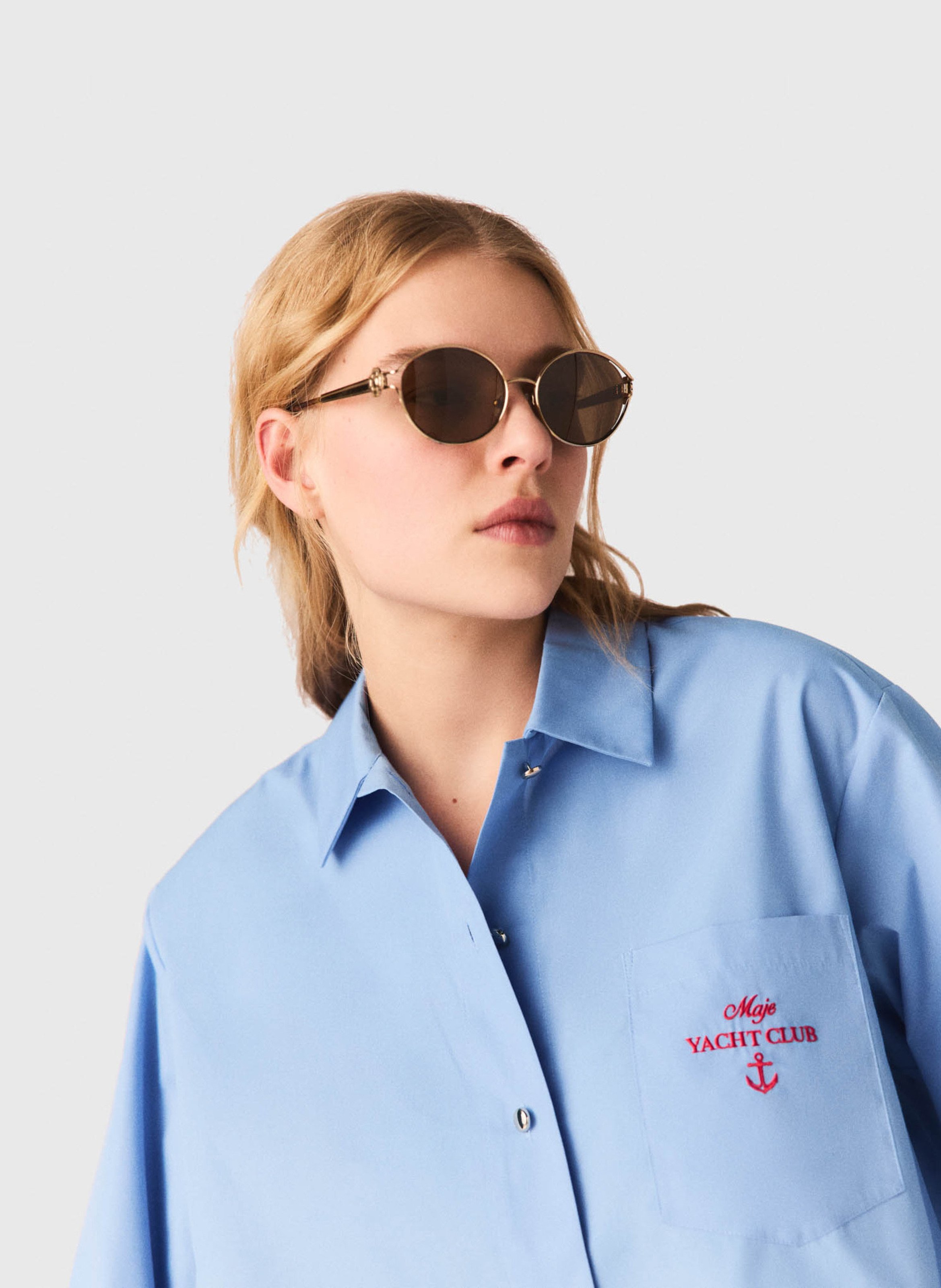 Chemise oversize courte col classique MAJE Bleu