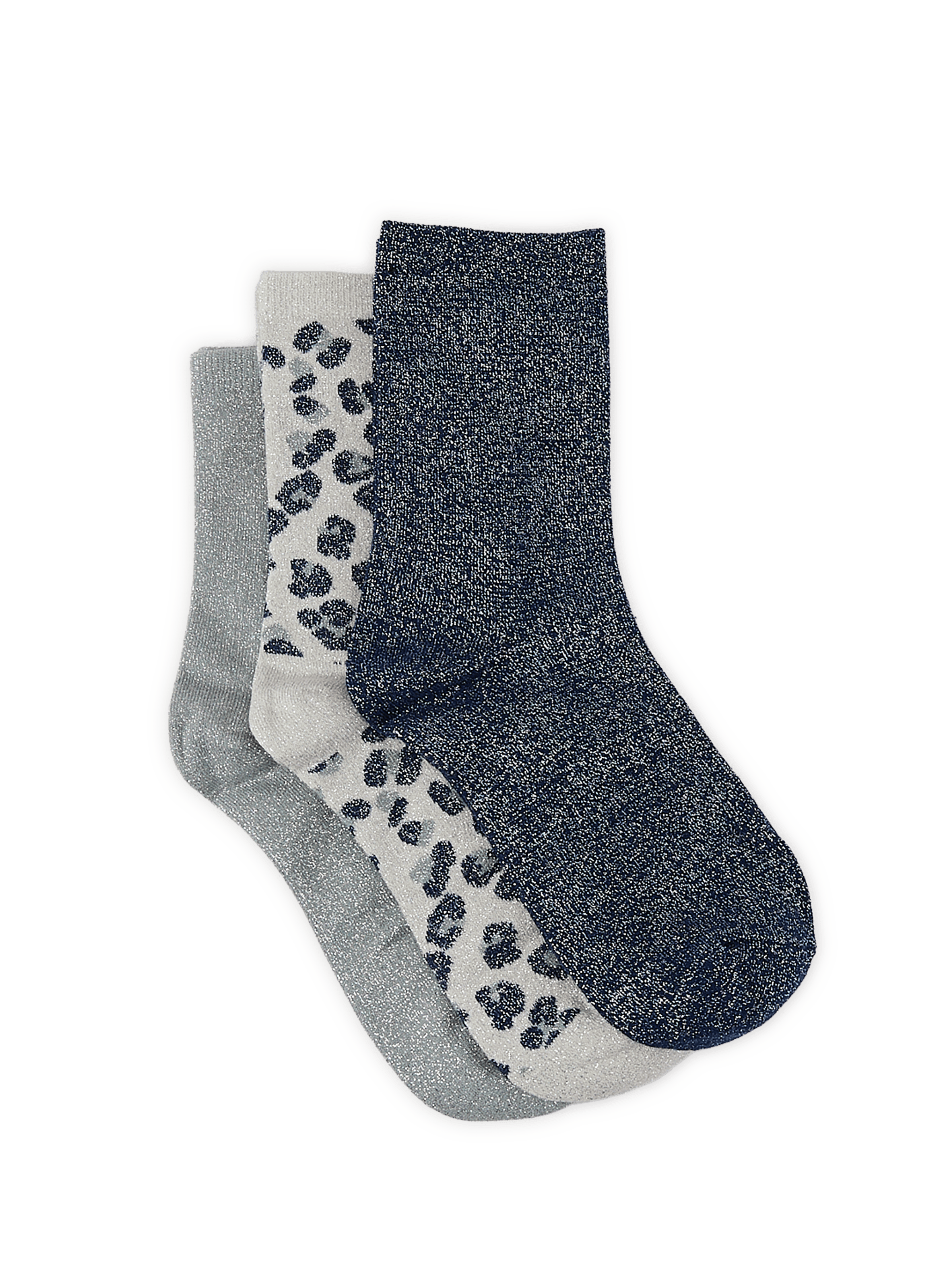 Set of three pairs of shiny cotton blend socks SAISON 1865 Multicolour