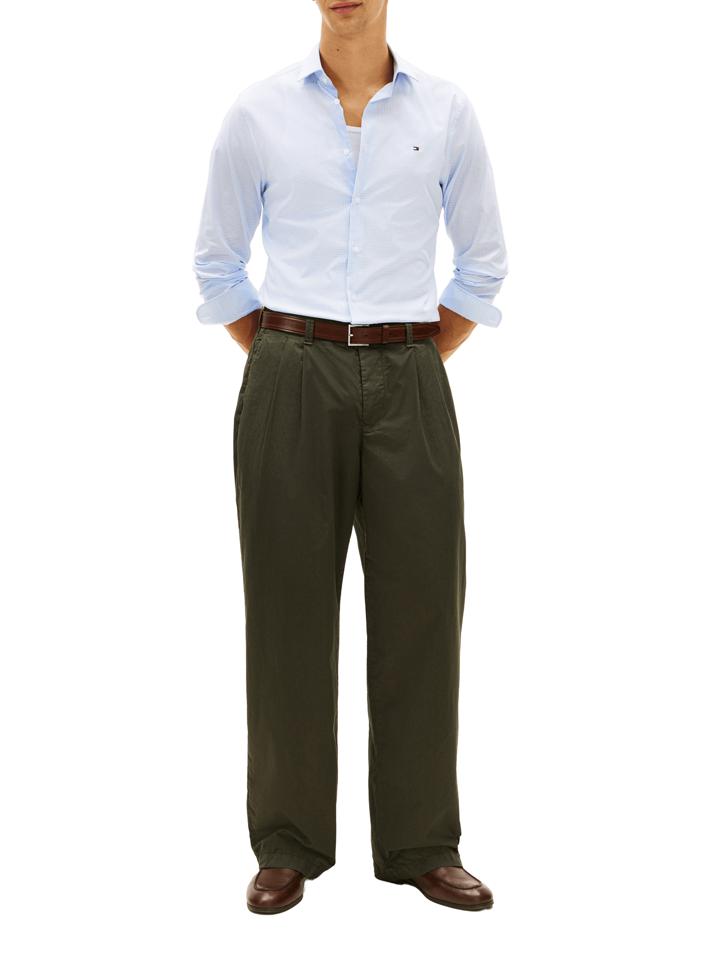 Straight shirt in blended organic cotton TOMMY HILFIGER Blue