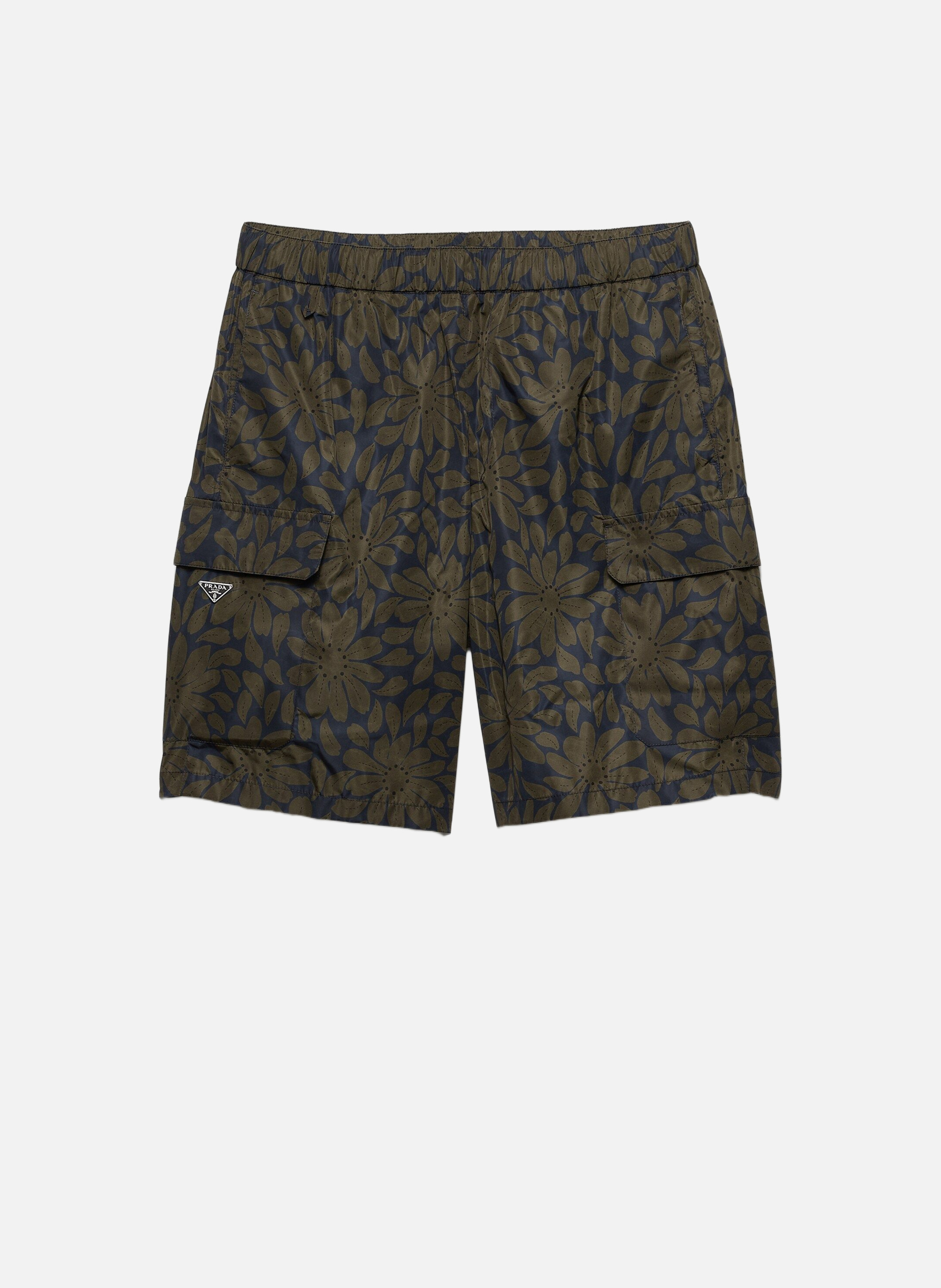Short de bain en re-nylon imprimé PRADA Bleu