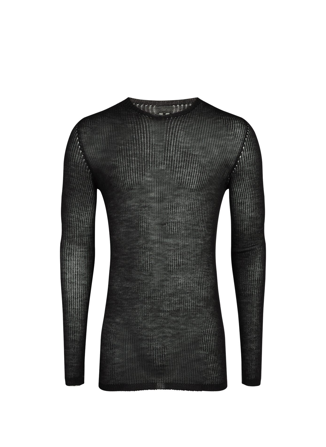 Long-sleeve top in transparent cashmere knit. RICK OWENS Black