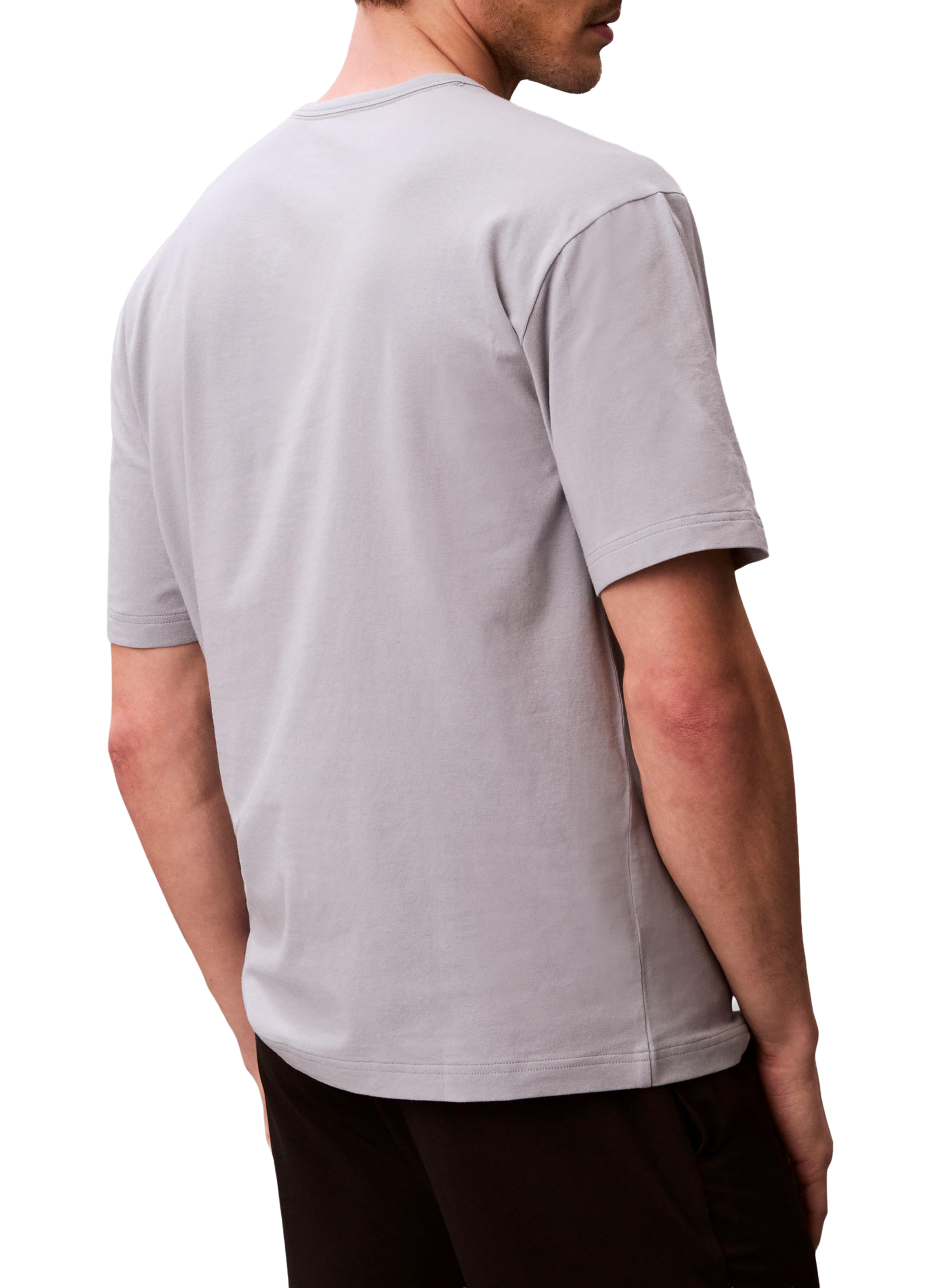 T-shirt col rond en coton mélangé CALVIN KLEIN Gris