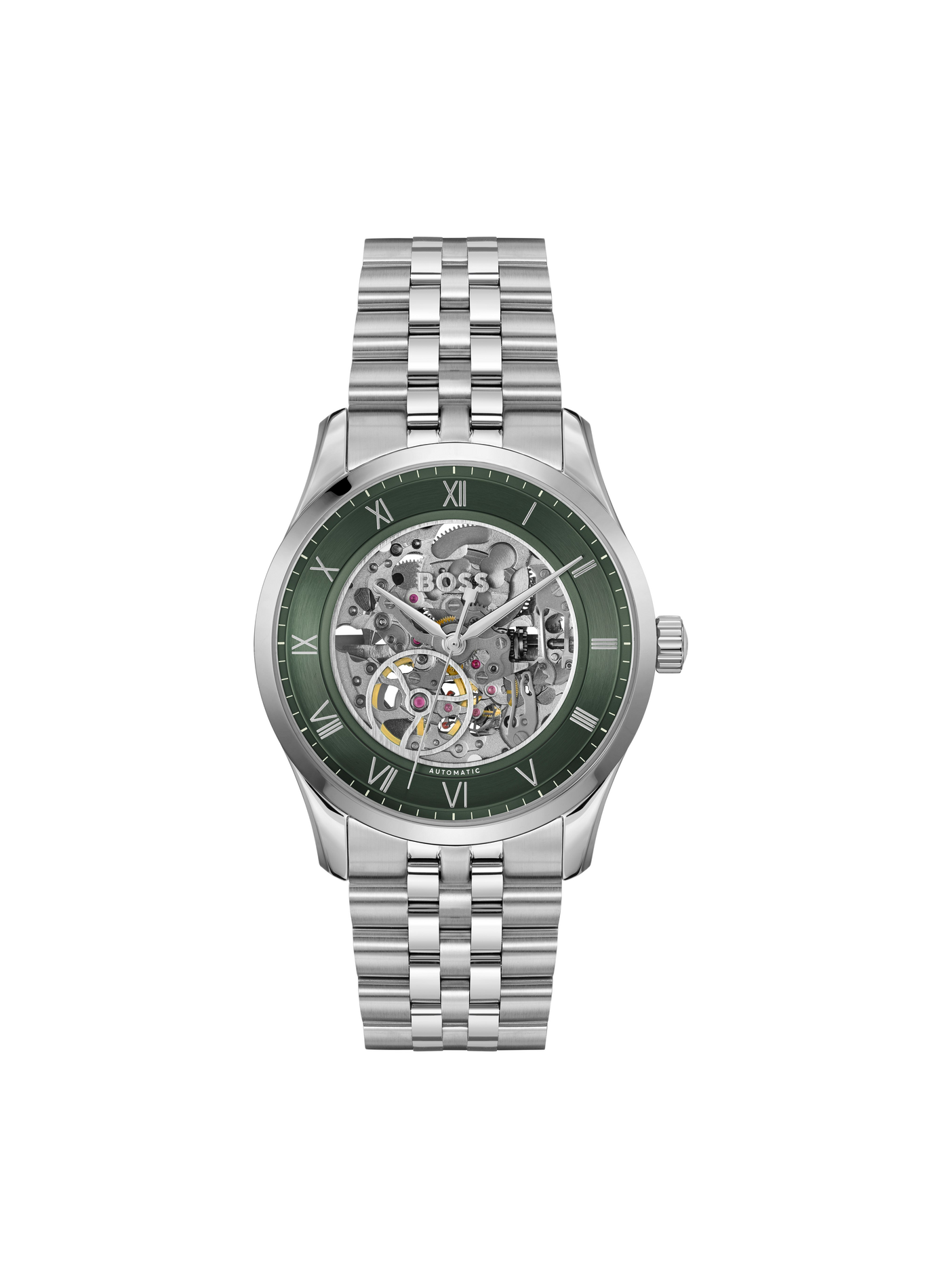 Montre automatique Principle Skeleton en acier inoxyable BOSS MONTRES Vert