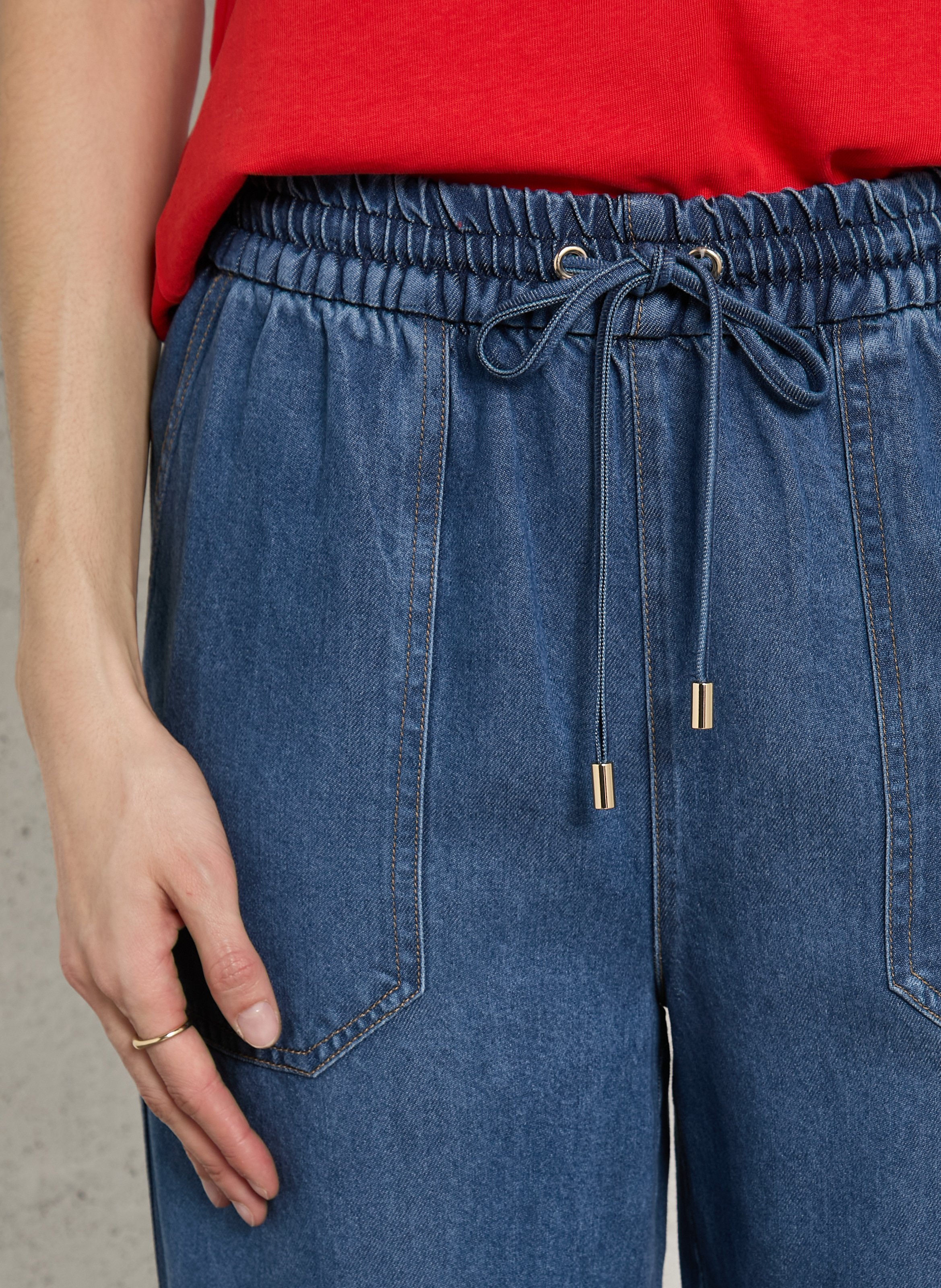 Jean taille haute ballon uni pusway AMERICAN VINTAGE Bleu