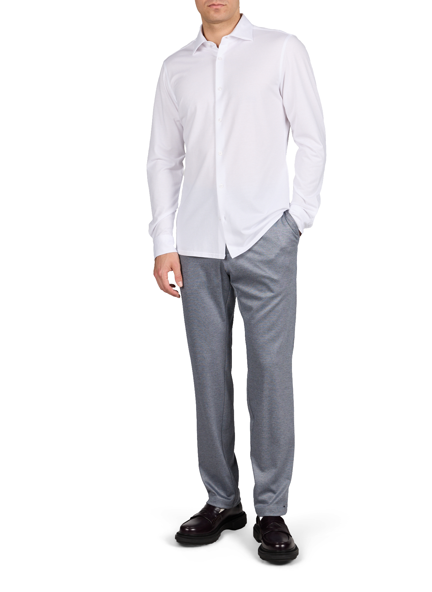 Chemise Spike droite en coton mélangé STRELLSON Blanc