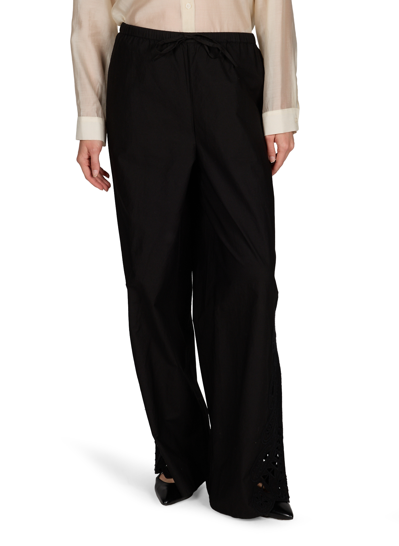Madia cotton pants with English embroidery OBJECT Black
