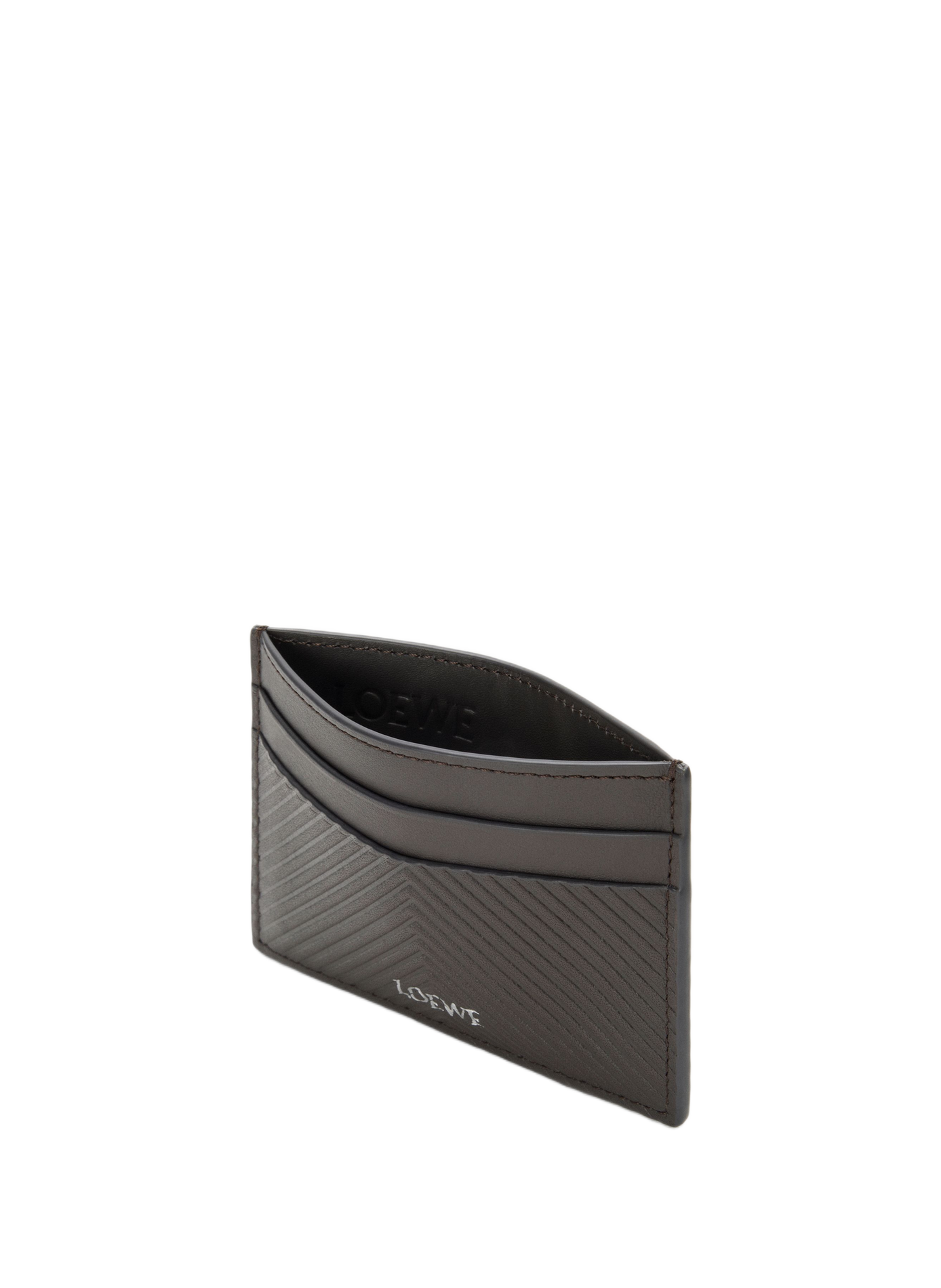 Porte-cartes simple en cuir de veau classique texturé LOEWE Gris
