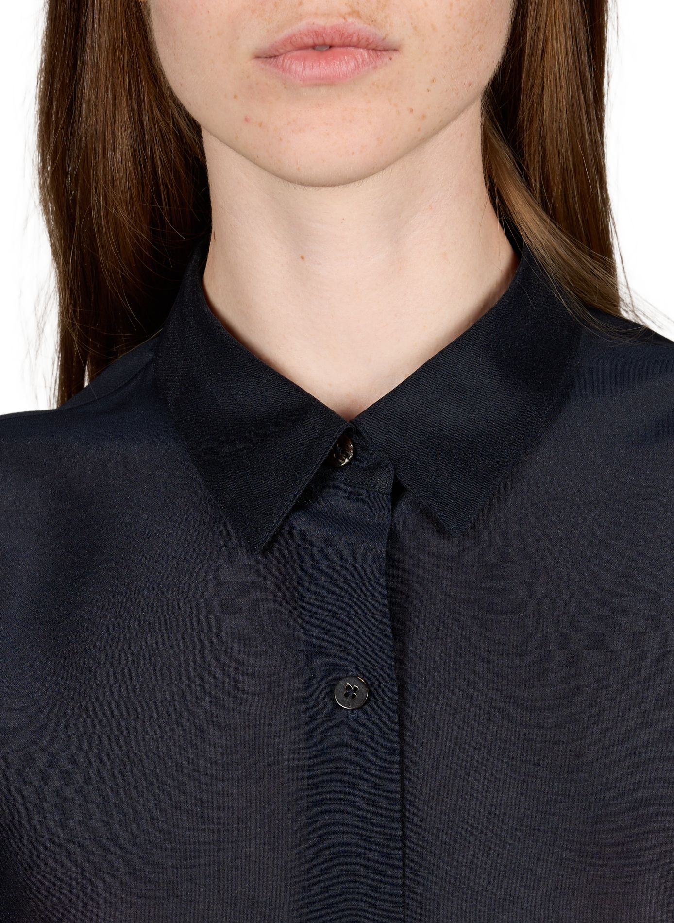 Short-sleeved sheer blouse Blue