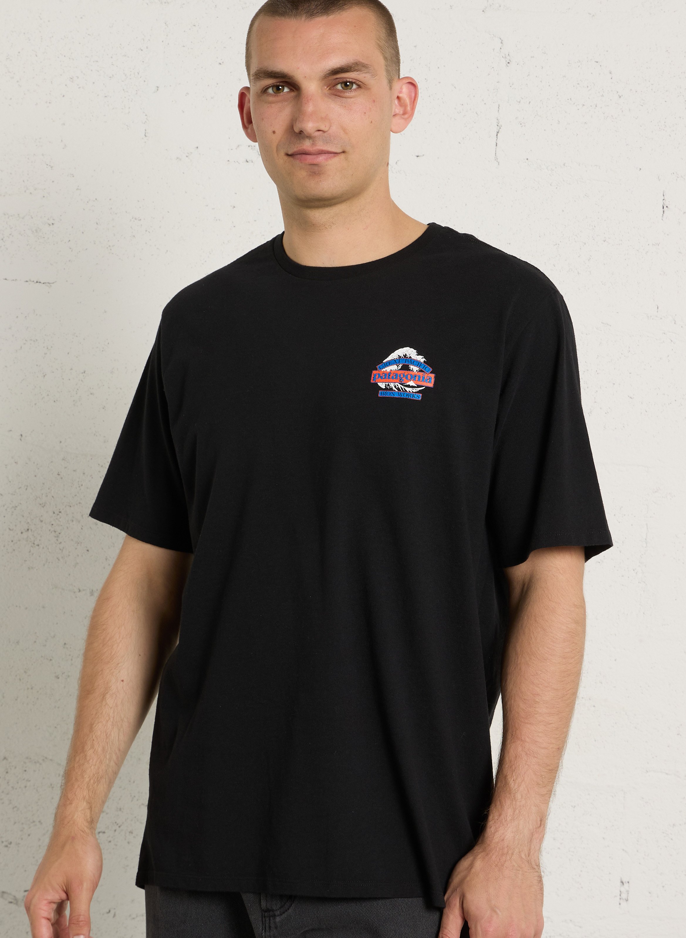 Straight round-neck t-shirt in blended recycled cotton PATAGONIA Black