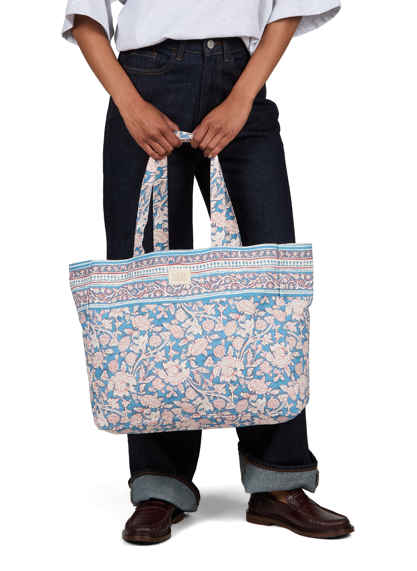 Printed Beverly Tote Bag in cotton LOUISE MISHA Blue